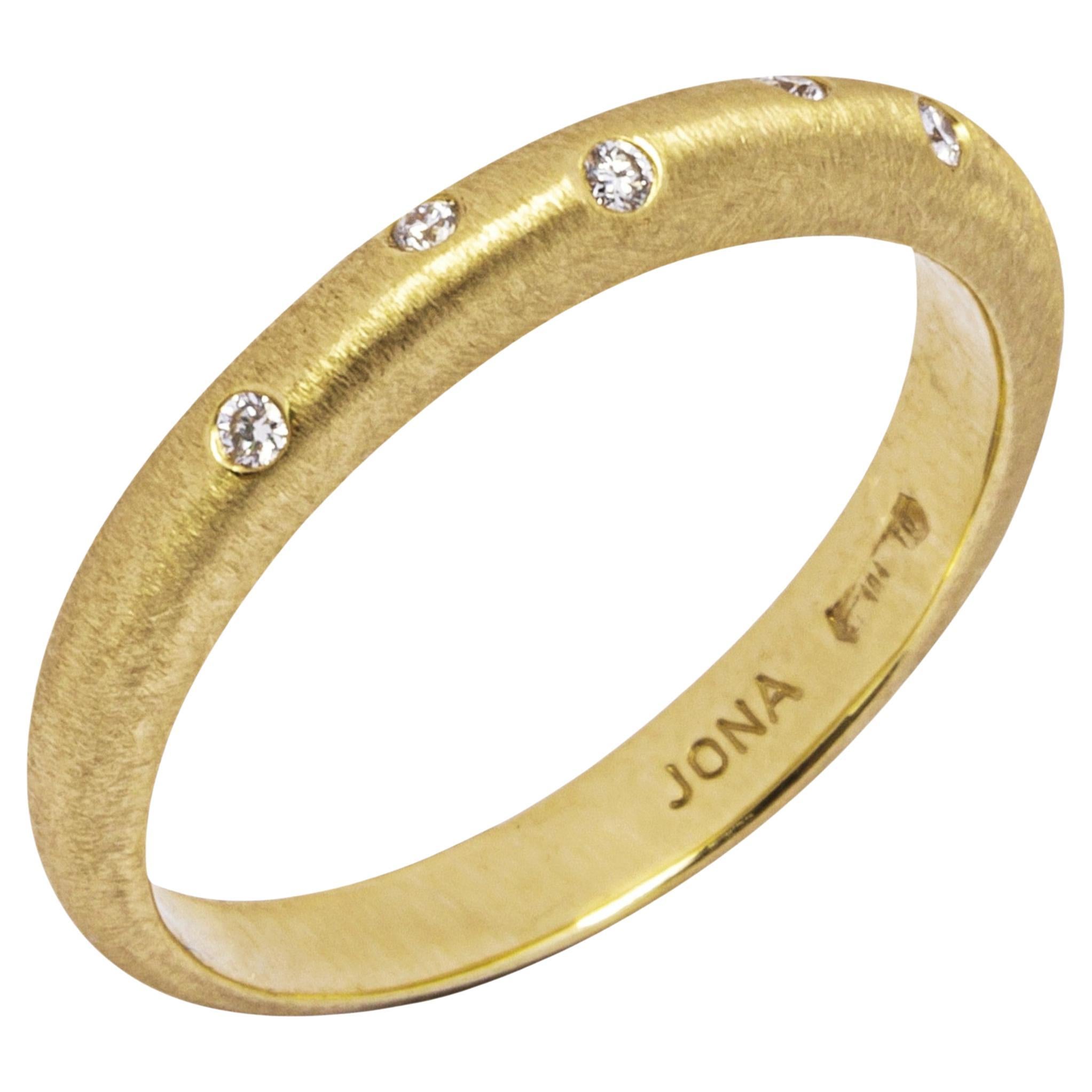 Alex Jona White Diamond 18 Karat Yellow Gold Band Ring