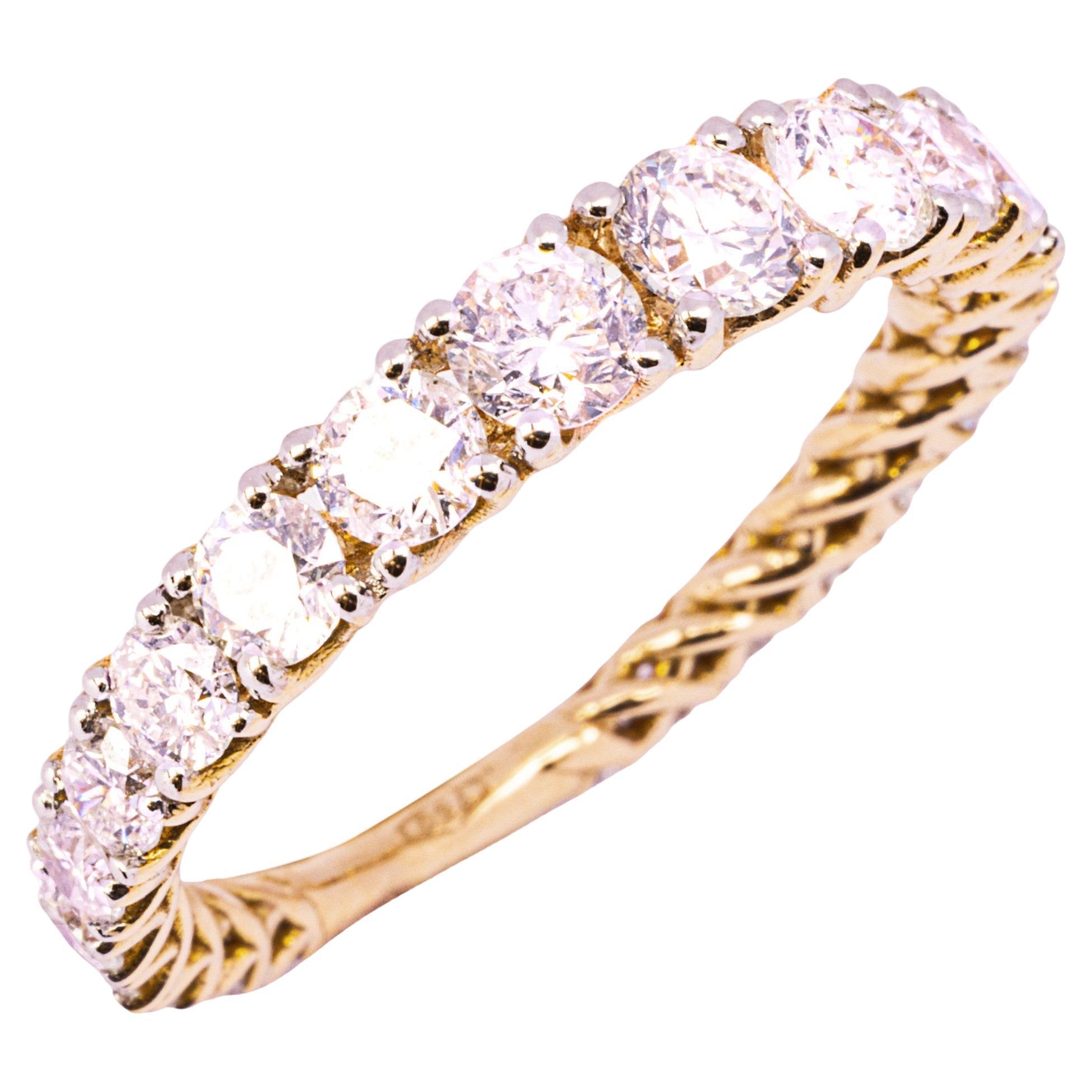 Alex Jona, bague jonc en or jaune 18 carats avec diamants blancs en vente