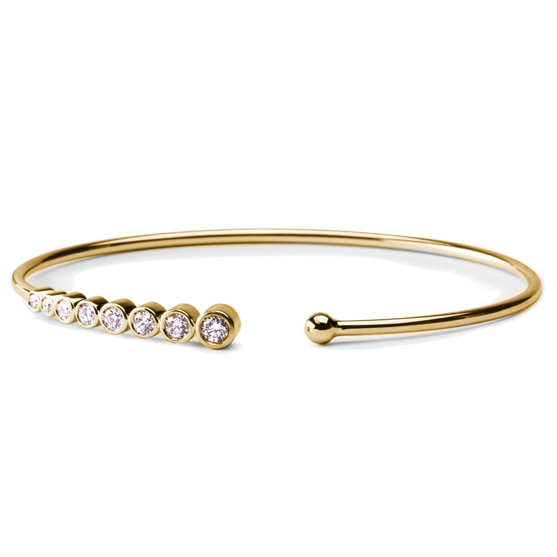 Round Cut Alex Jona White Diamond 18 Karat Yellow Gold Bangle Bracelet