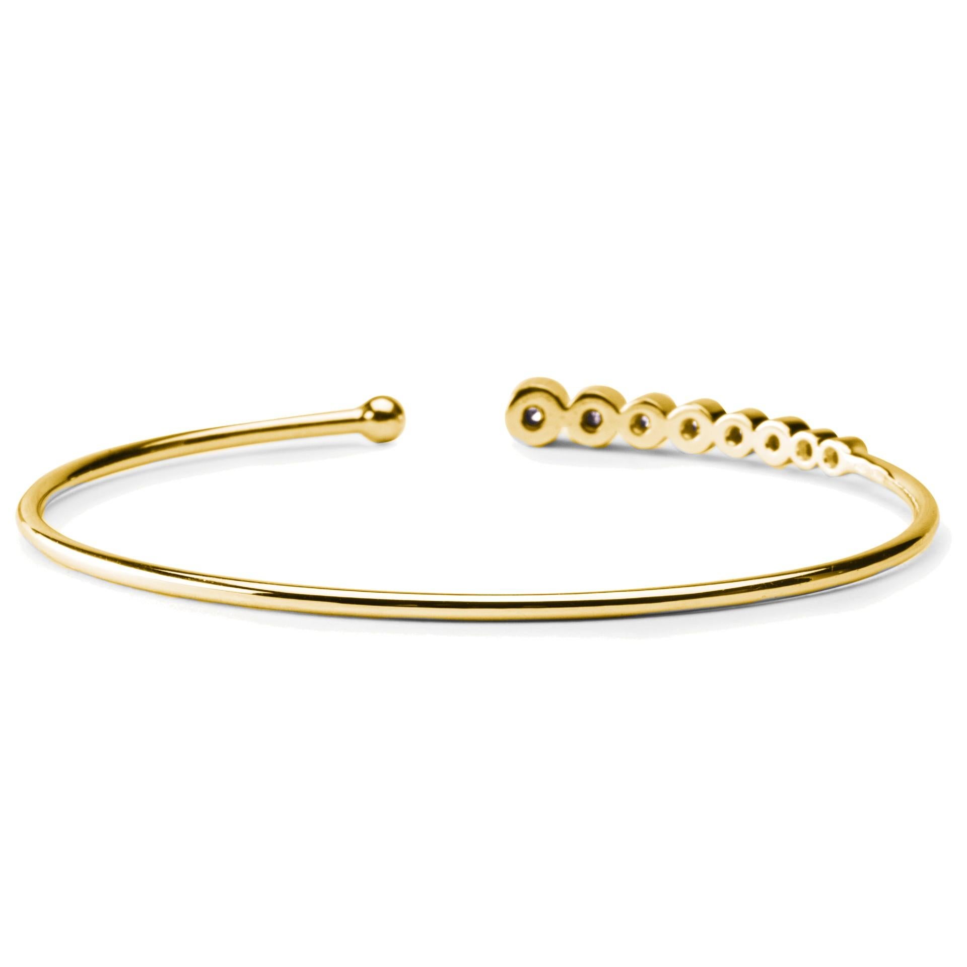 Alex Jona White Diamond 18 Karat Yellow Gold Bangle Bracelet For Sale 1