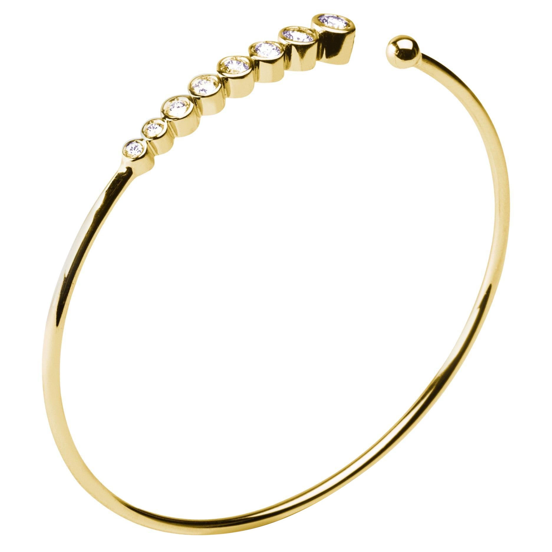 Alex Jona Pulsera brazalete de oro amarillo de 18 quilates con diamantes blancos