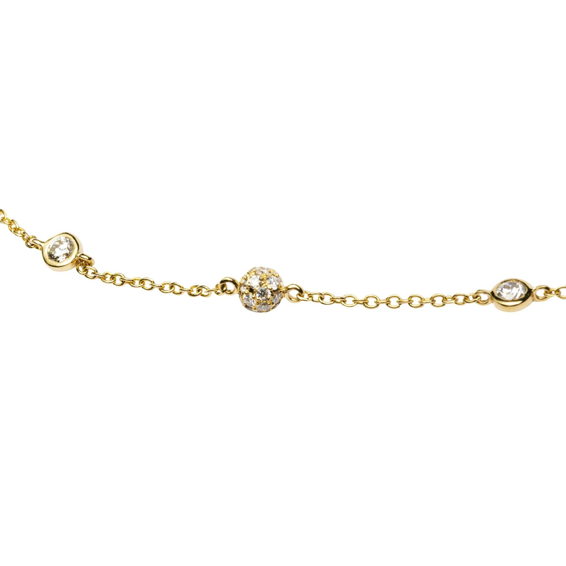 Taille ronde Alex Jona, collier à chaîne en or jaune 18 carats et diamants blancs en vente