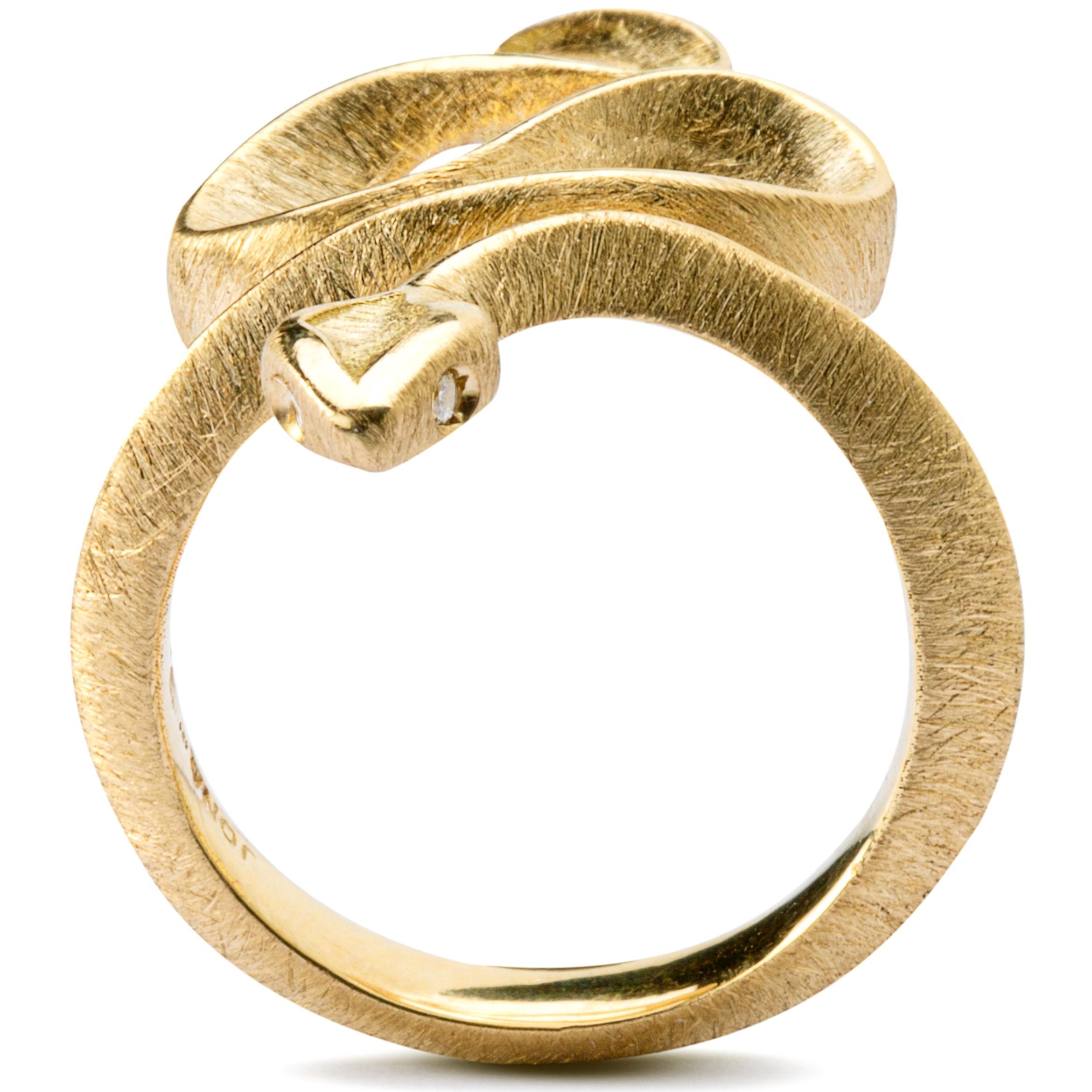 Alex Jona Anello serpente a spirale con diamante bianco in oro giallo 18 carati In condizioni Nuovo in vendita a Lugano, CH