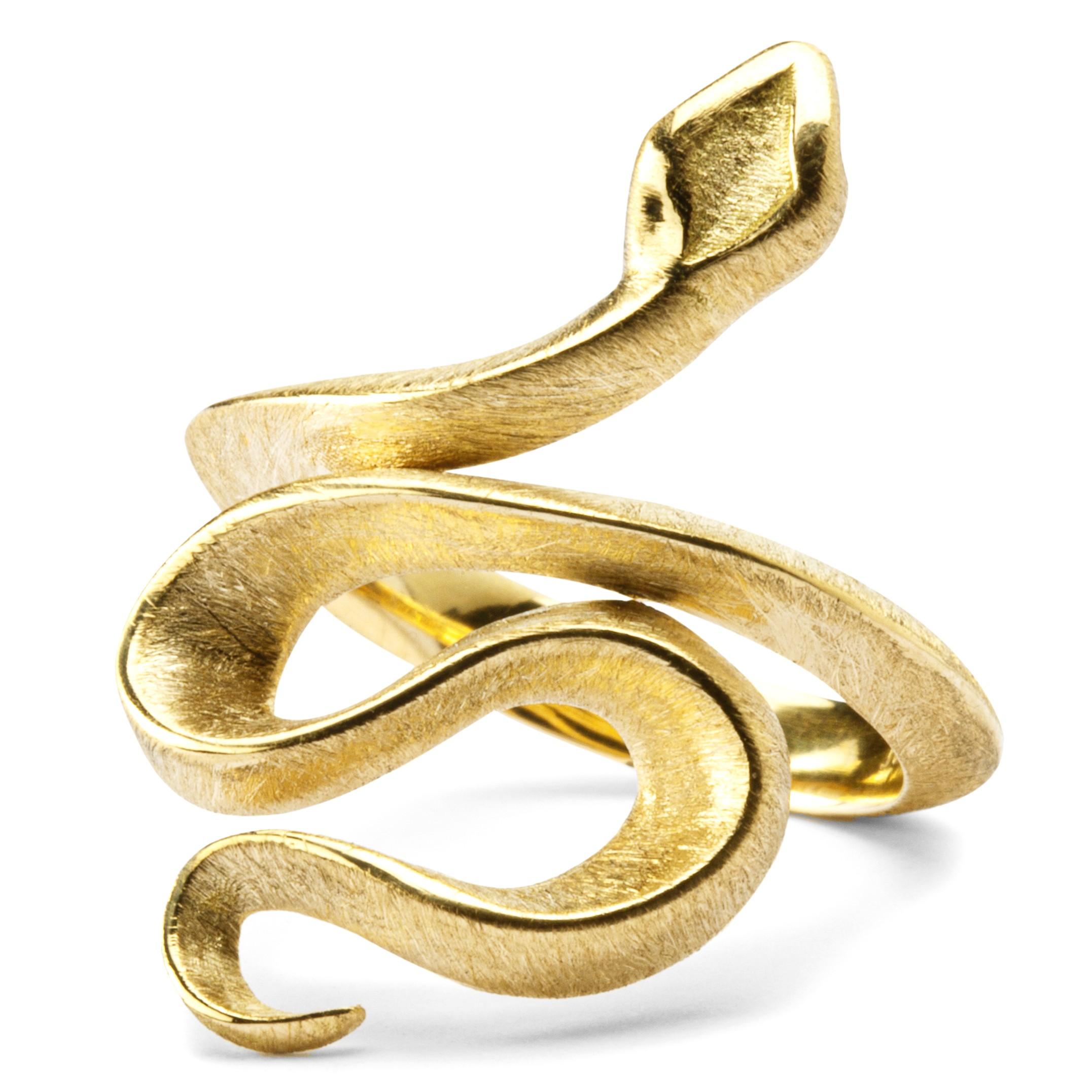 Rose Cut Alex Jona White Diamond 18 Karat Yellow Gold Coil Snake Ring