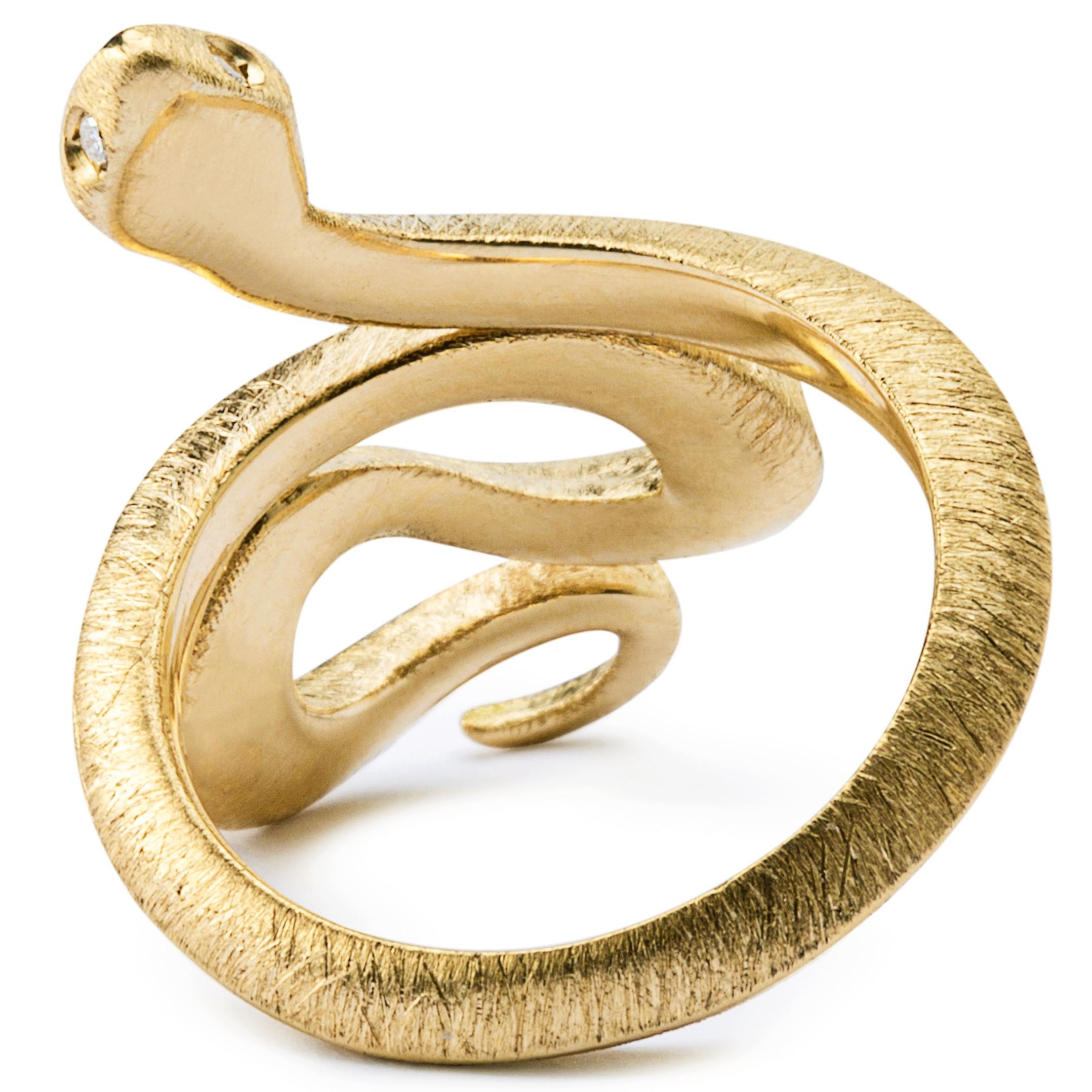 Alex Jona Anello serpente a spirale con diamante bianco in oro giallo 18 carati in vendita 3