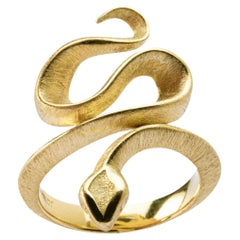 Alex Jona White Diamond 18 Karat Yellow Gold Coil Snake Ring