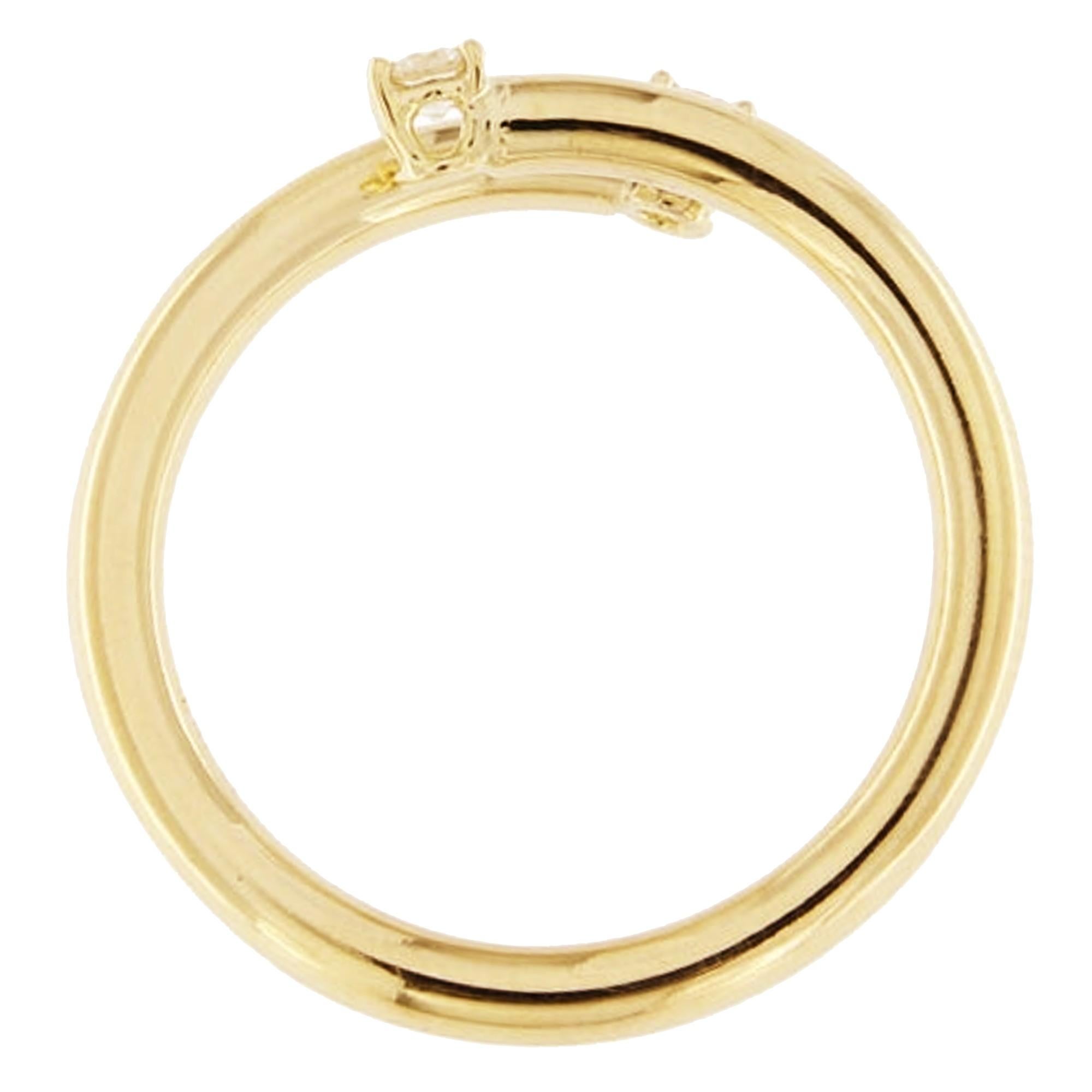 Women's or Men's Alex Jona White Diamond 18 Karat Yellow Gold Crossover Ring For Sale