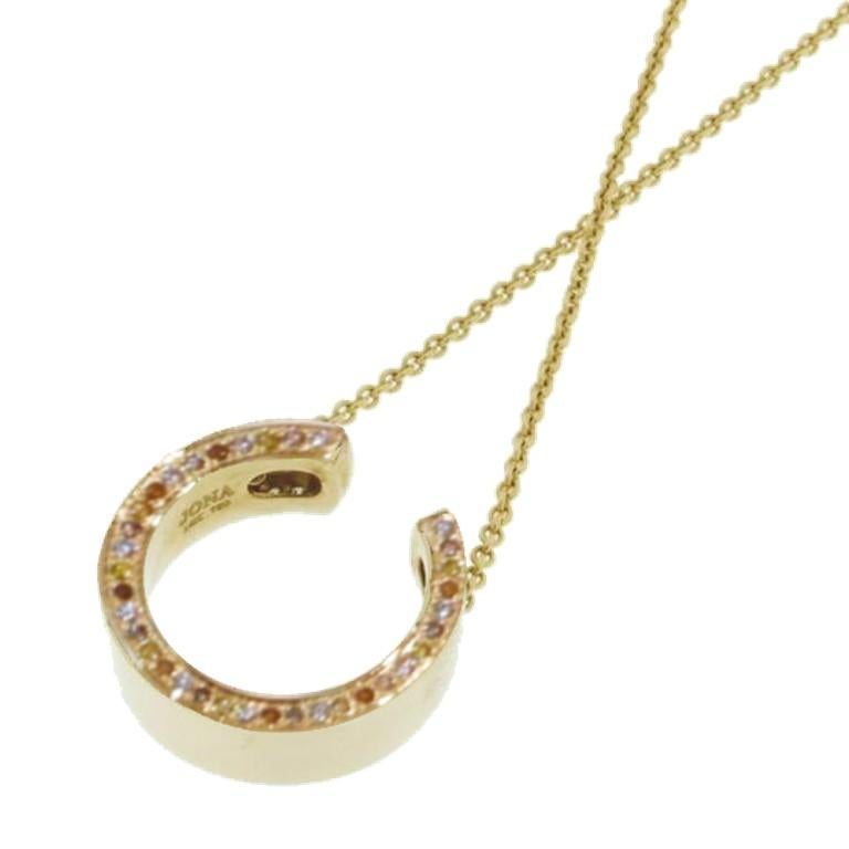 Round Cut Alex Jona White Diamond 18 karat Yellow Gold Double Sided Pendant Necklace For Sale