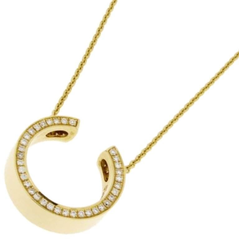 Alex Jona White Diamond 18 karat Yellow Gold Double Sided Pendant Necklace In New Condition For Sale In Torino, IT