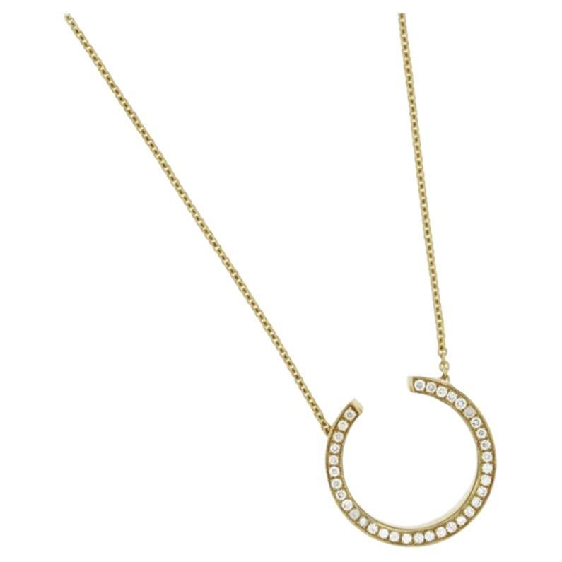Doppelseitige Halskette mit weißem Diamant-Anhänger von Jona aus 18 Karat Gelbgold
