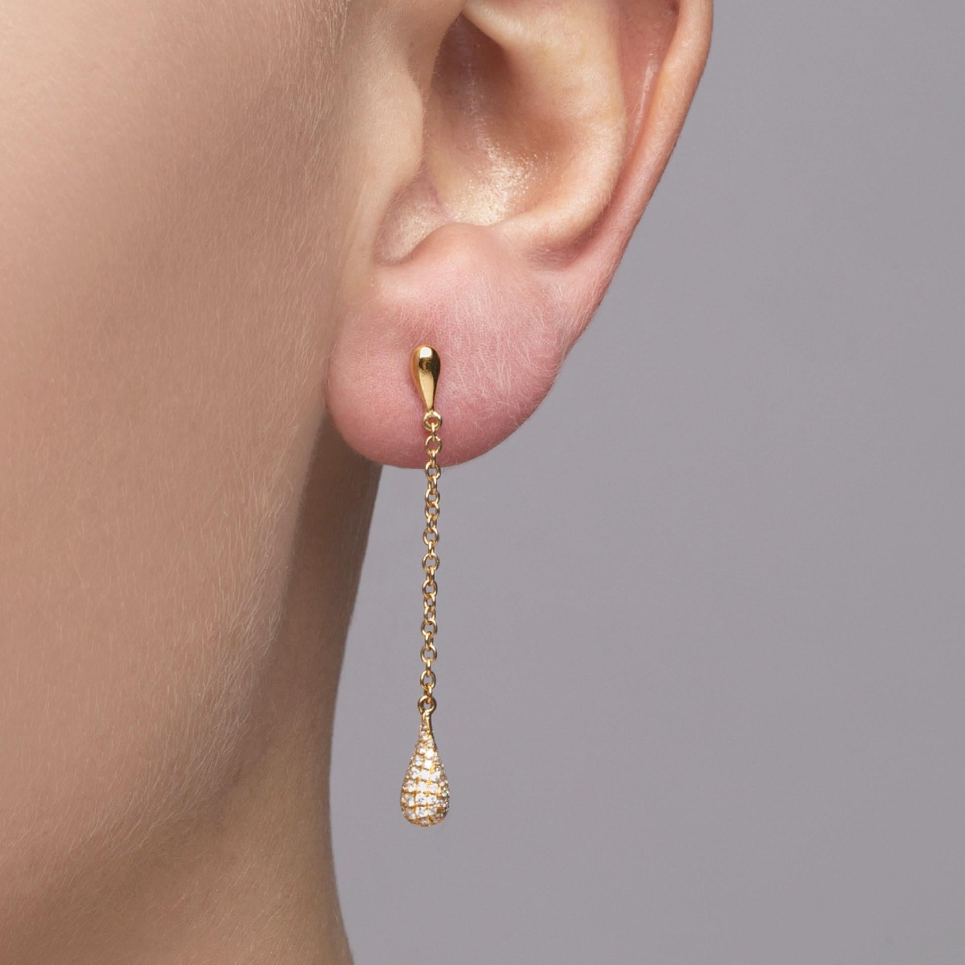 Alex Jona White Diamond 18 Karat Yellow Gold Drop Earrings In New Condition For Sale In Torino, IT