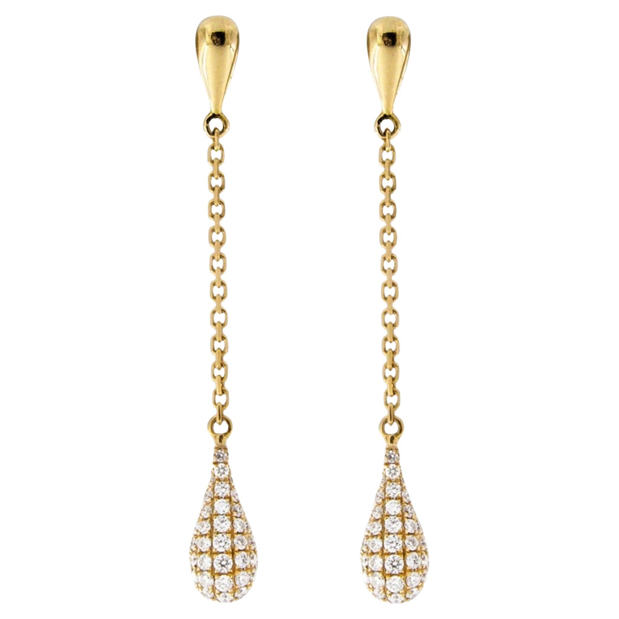 Alex Jona, boucles d'oreilles en goutte en or jaune 18 carats et diamants blancs