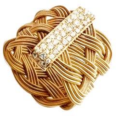 Alex Jona White Diamond 18 Karat Yellow Gold Filigree Tress Ring Band