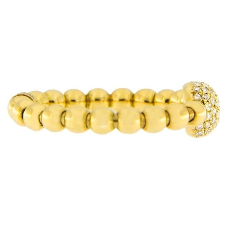 Round Cut Alex Jona White Diamond 18 Karat Yellow Gold Flexible Ring For Sale