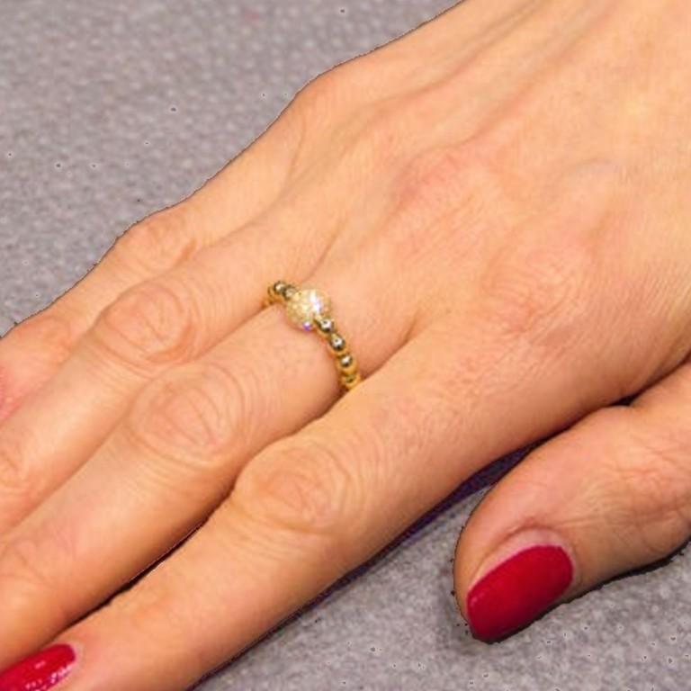 Women's or Men's Alex Jona White Diamond 18 Karat Yellow Gold Flexible Ring For Sale