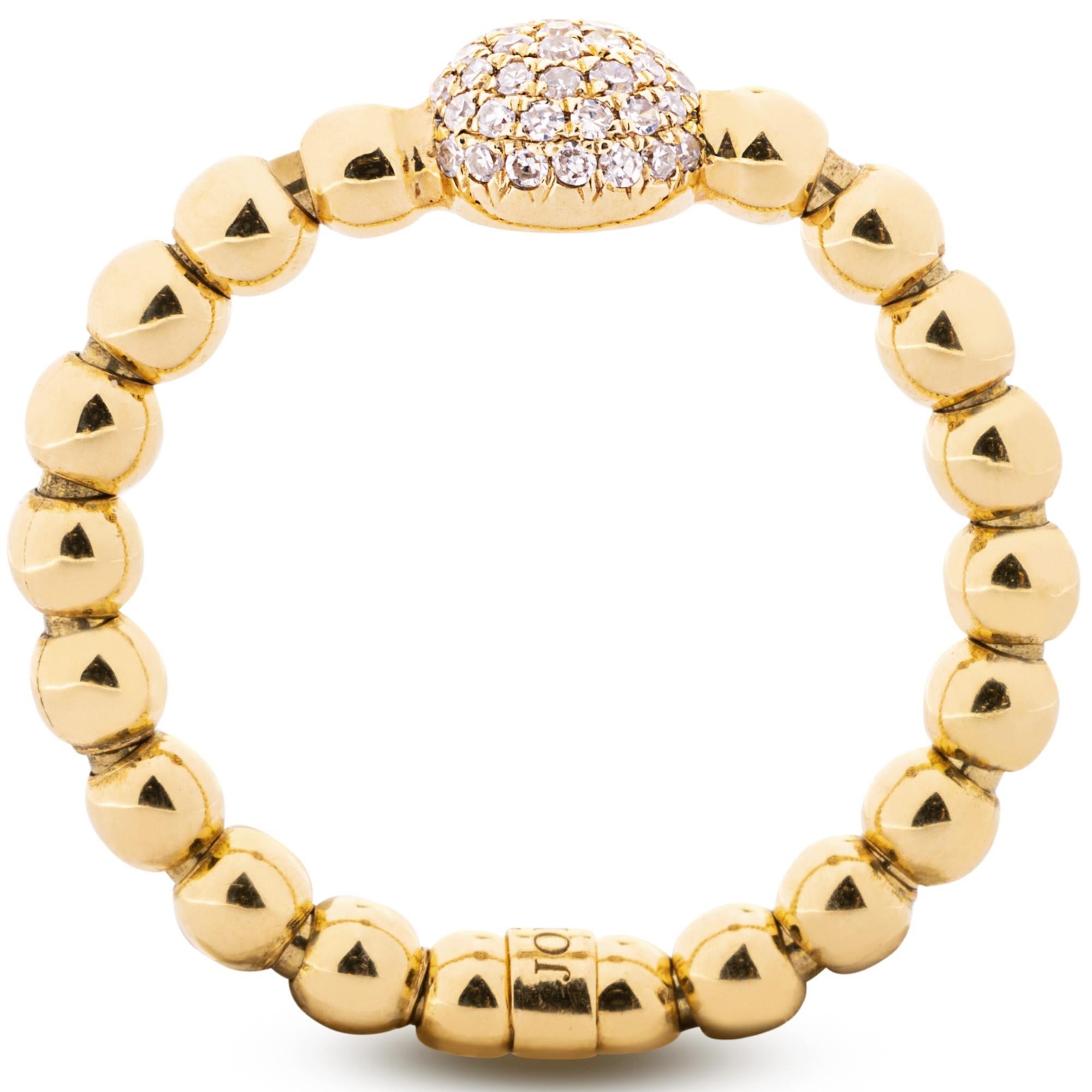 Round Cut Alex Jona White Diamond 18 Karat Yellow Gold Flexible Ring For Sale