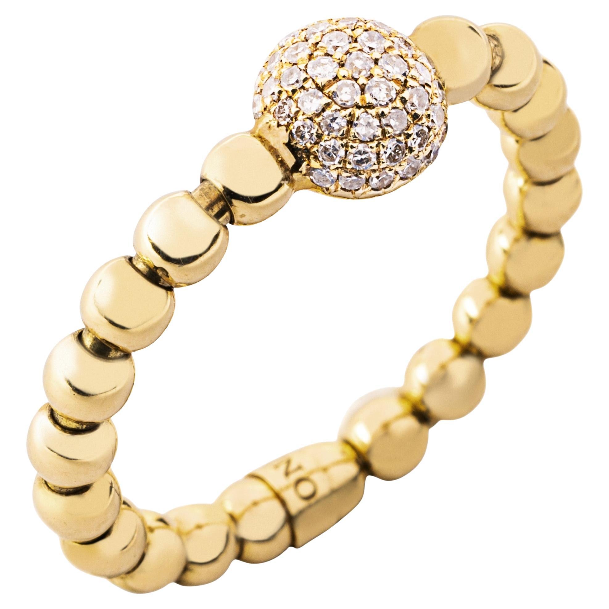 Alex Jona White Diamond 18 Karat Yellow Gold Flexible Ring