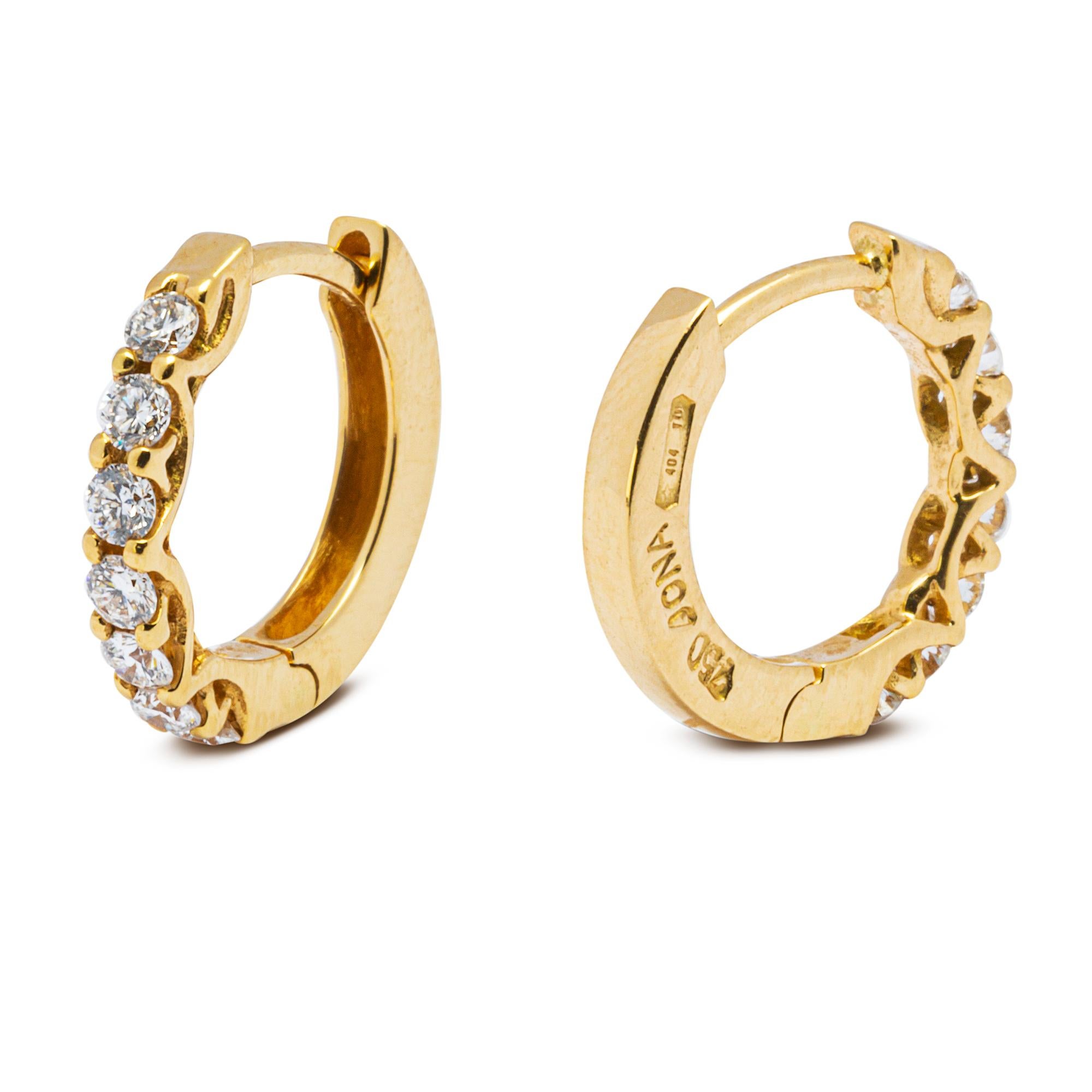 Alex Jona White Diamond 18 Karat Yellow Gold Hoop Earrings For Sale at ...