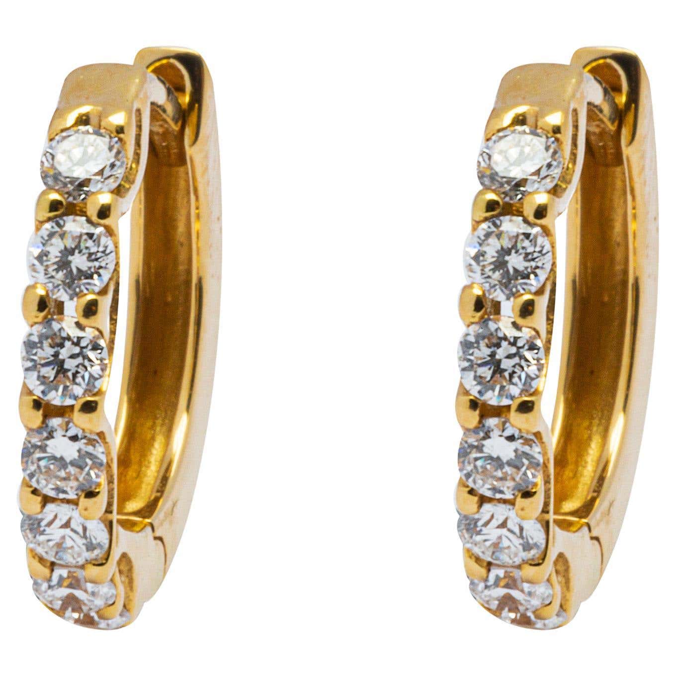 Alex Jona White Diamond 18 Karat Yellow Gold Hoop Earrings For Sale at ...