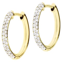 Alex Jona White Diamond 18 Karat Yellow Gold Hoop Earrings