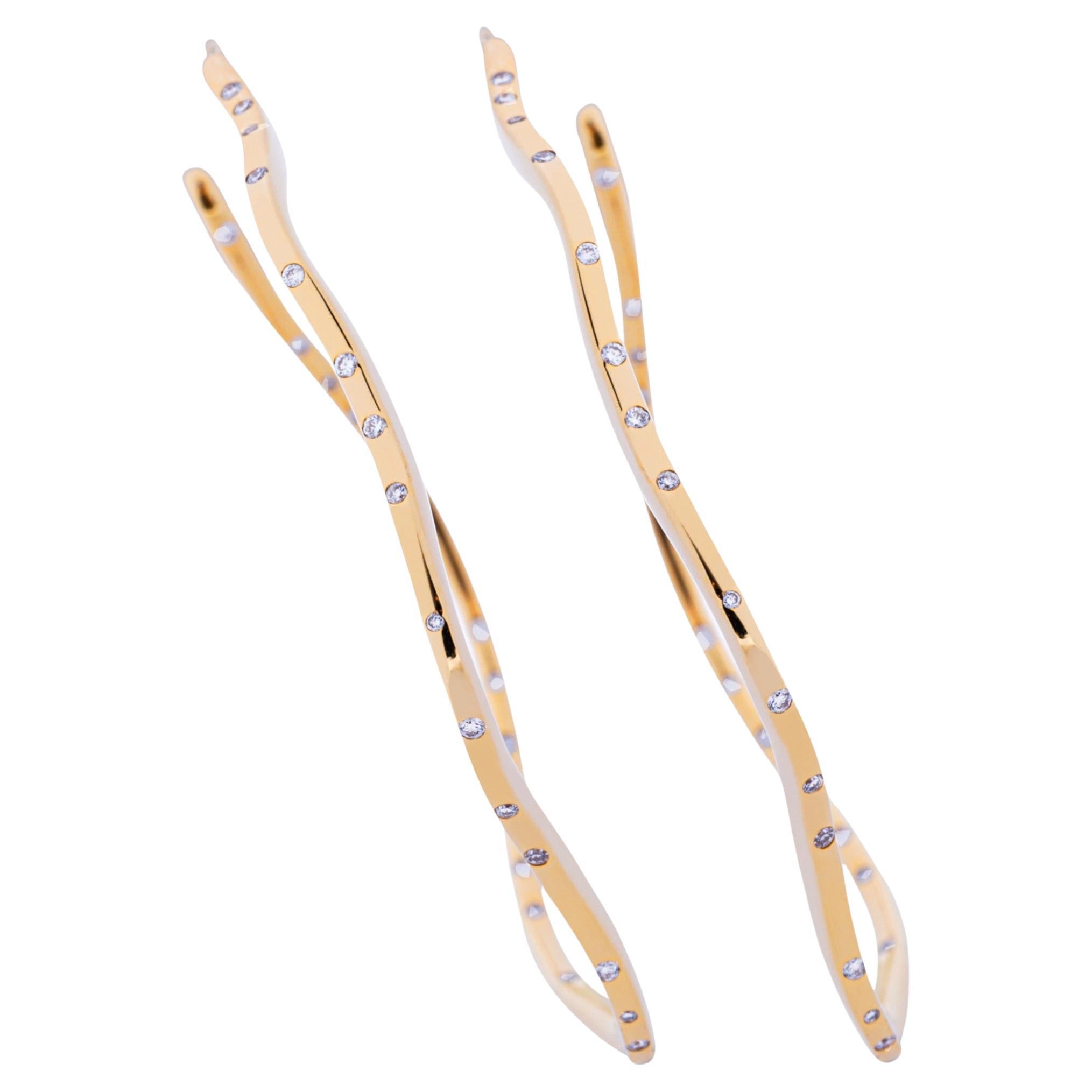 Alex Jona, boucles d'oreilles en or jaune 18 carats avec diamants blancs