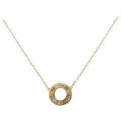 Alex Jona White Diamond 18 Karat Yellow Gold Hoop Pendant Necklace