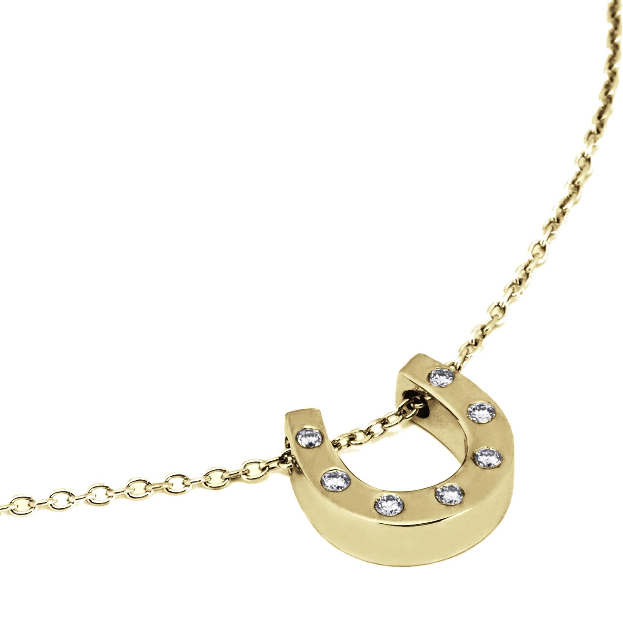 Weißer Diamant von Alex Jona aus 18 Karat Gelbgold  Hufeisen-Halskette (Rundschliff) im Angebot