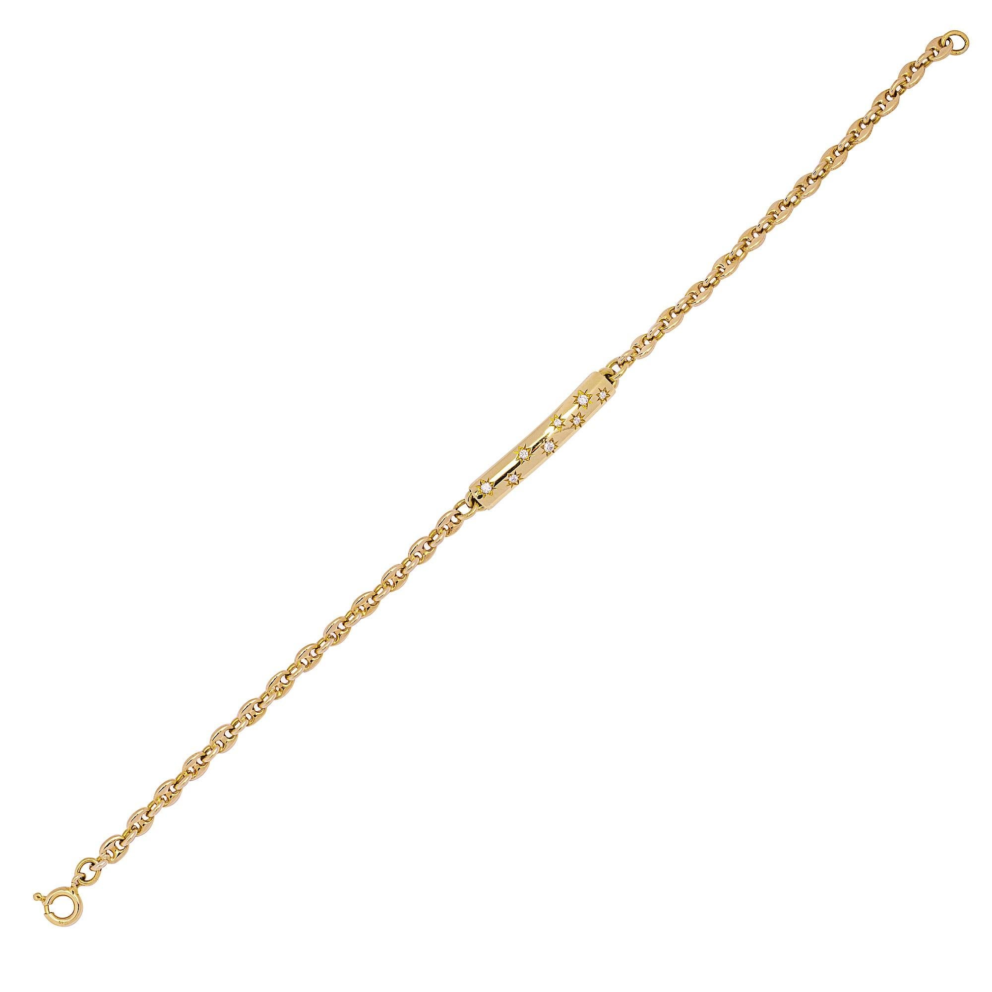 Alex Jona Bracelet à maillons marins en or jaune 18 carats et diamants blancs Neuf - En vente à Lugano, CH