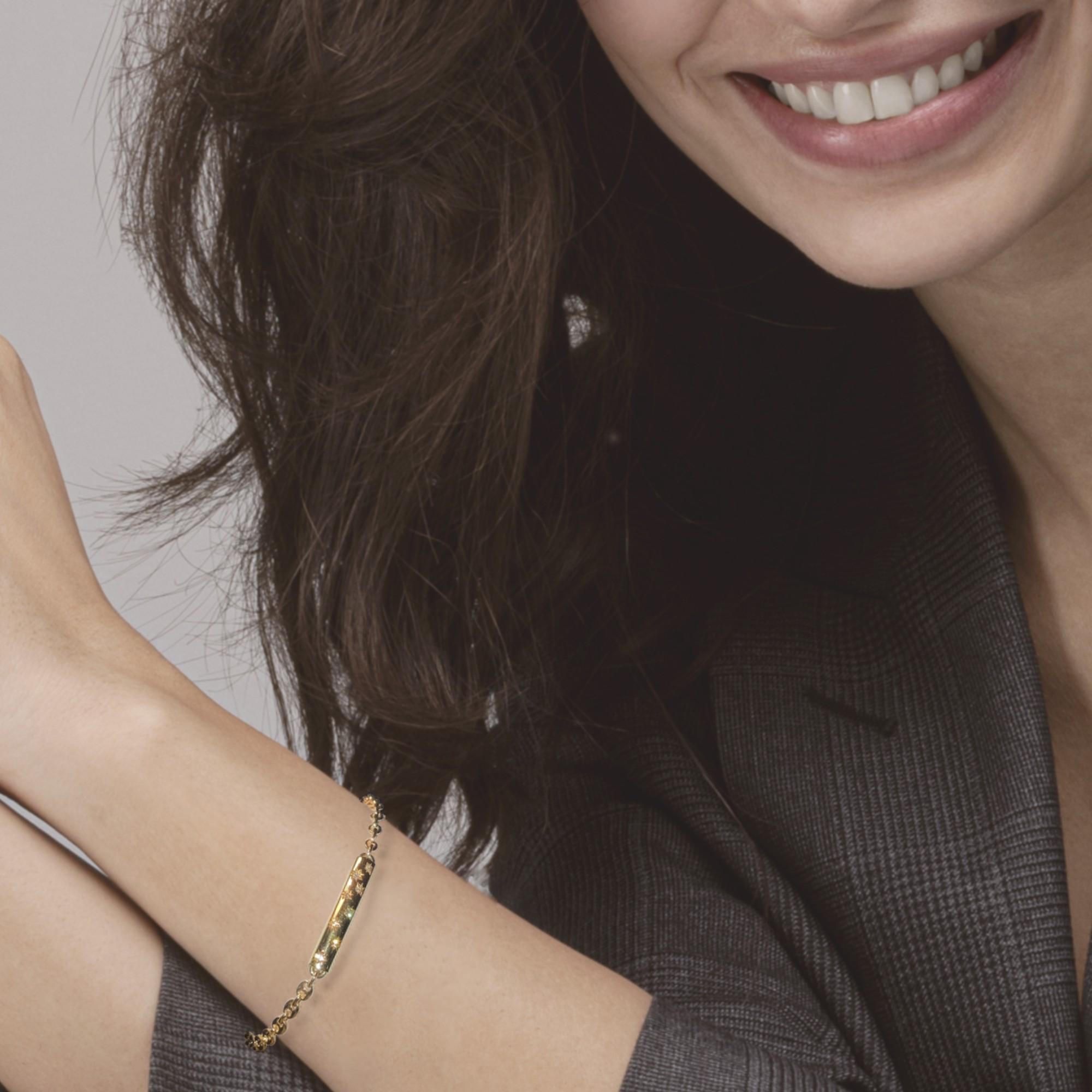 Alex Jona Bracelet à maillons marins en or jaune 18 carats et diamants blancs Pour femmes en vente