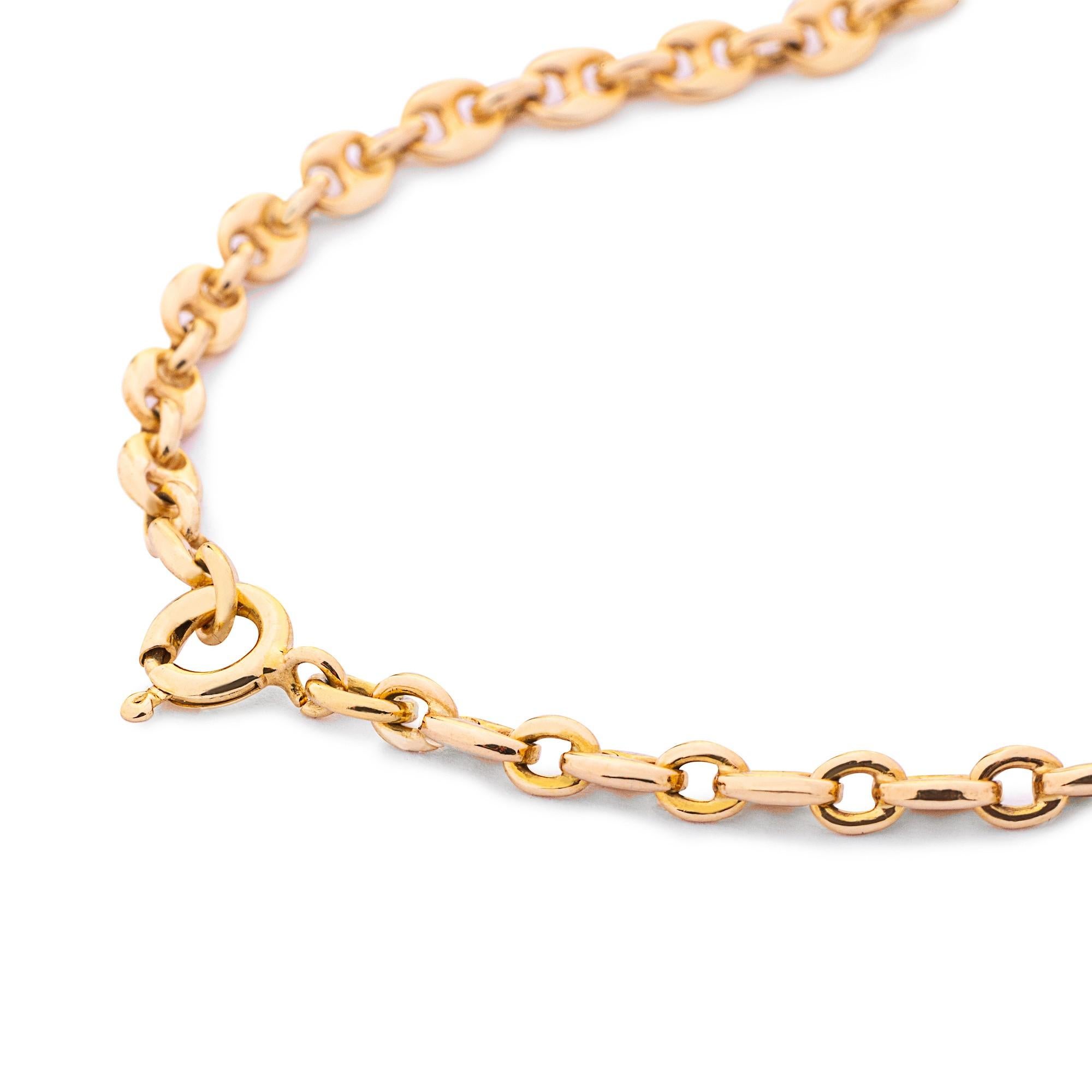 Alex Jona Bracelet à maillons marins en or jaune 18 carats et diamants blancs en vente 1