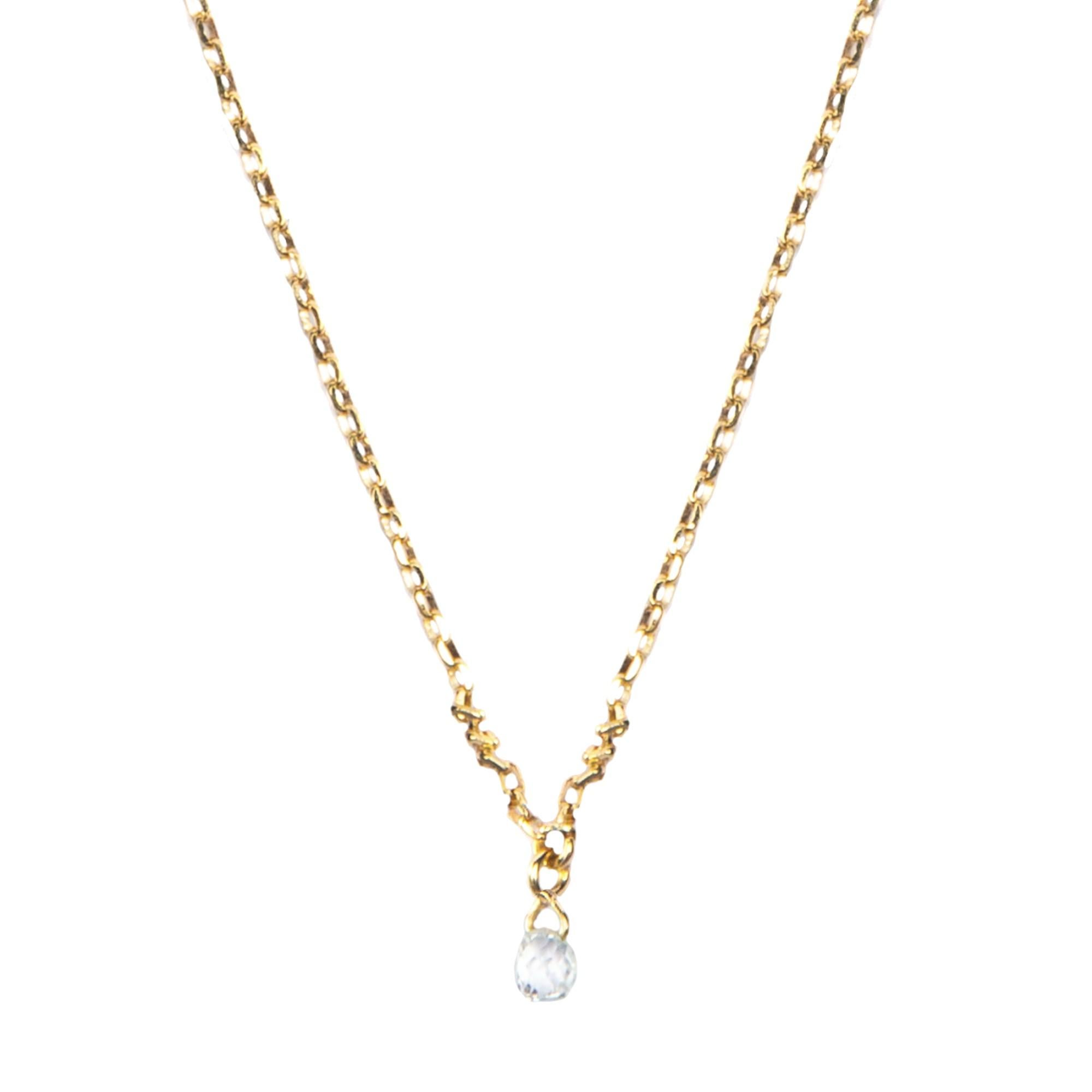Alex Jona Weiße Diamant-Halskette aus 18 Karat Gelbgold