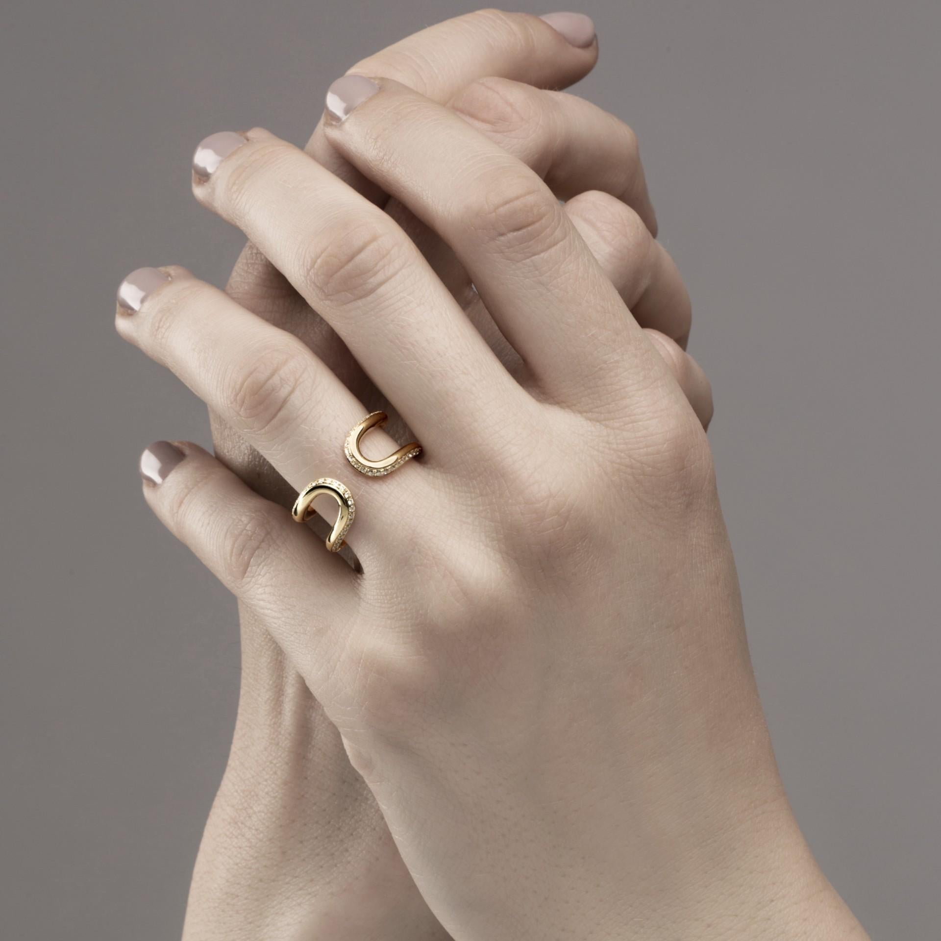 Alex Jona design collection, hand crafted in Italy, 18 Karat yellow gold  band ring set with 0.28 carats of white diamonds, F color, VVS1 Clarity, Signed Alex Jona. Size 6 can be sized.
Alex Jona jewels stand out, not only for their special design