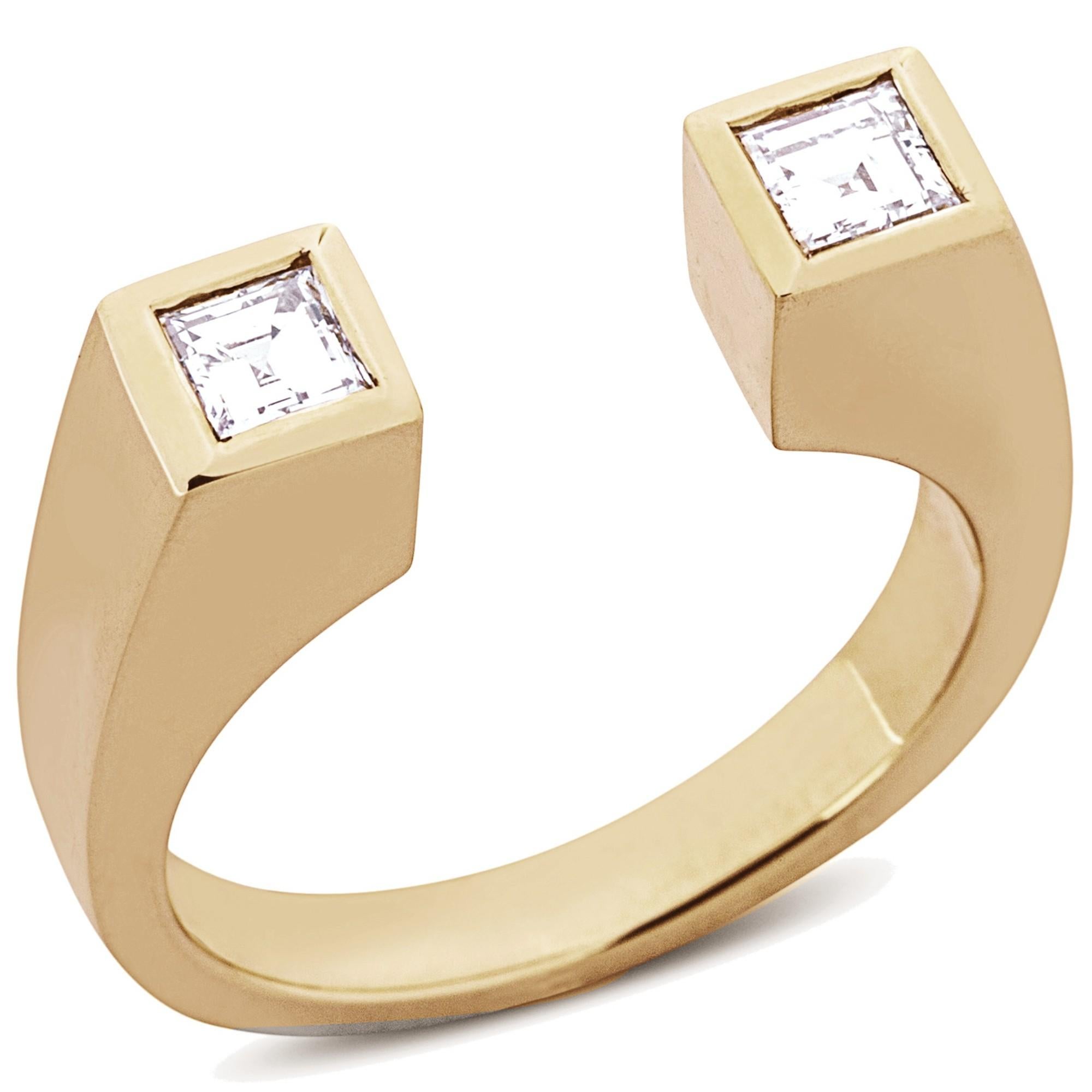 Offener Ring aus 18 Karat Gelbgold mit weißem Diamanten von Alex Jona (Gemischter Schliff) im Angebot