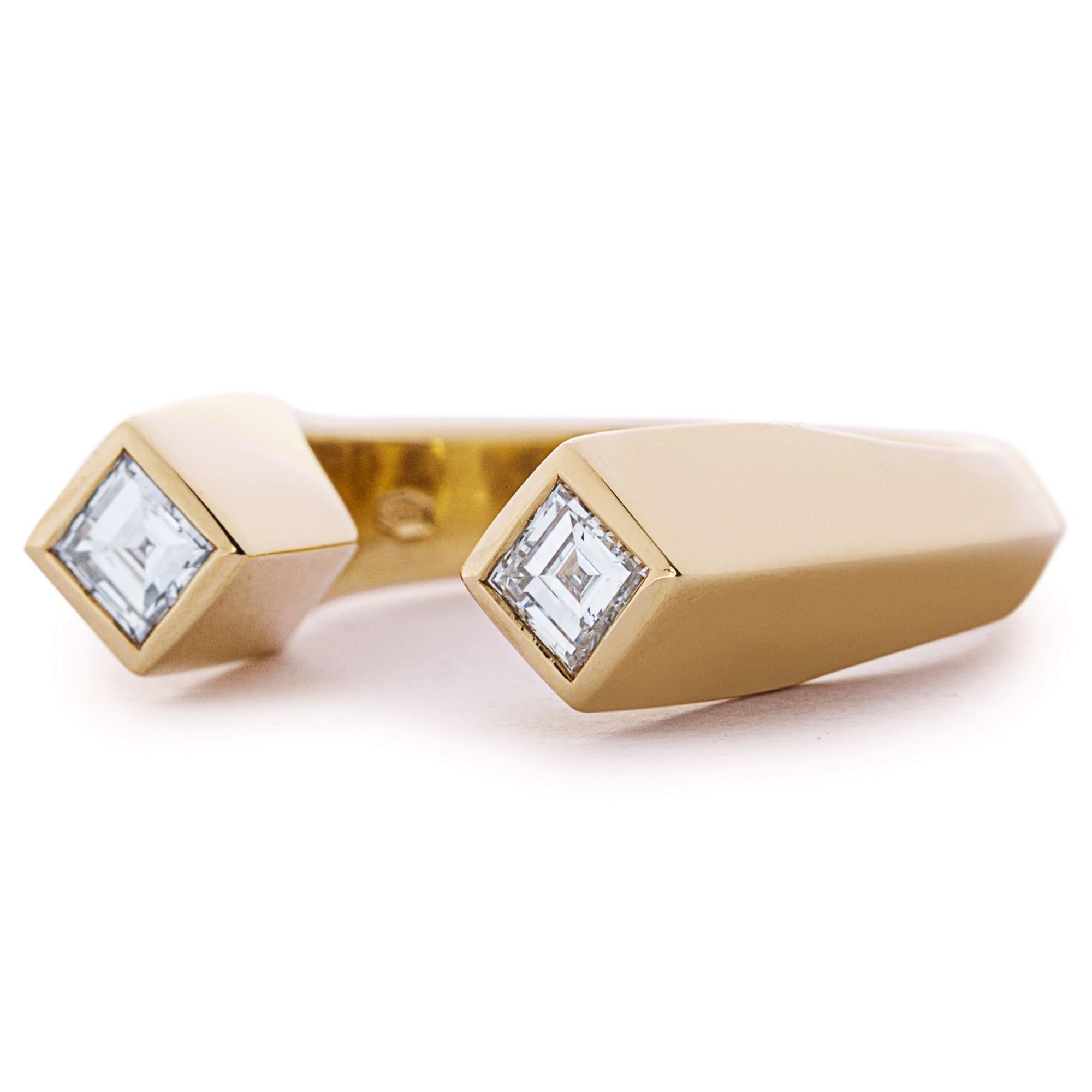 Offener Ring aus 18 Karat Gelbgold mit weißem Diamanten von Alex Jona im Zustand „Neu“ im Angebot in Torino, IT