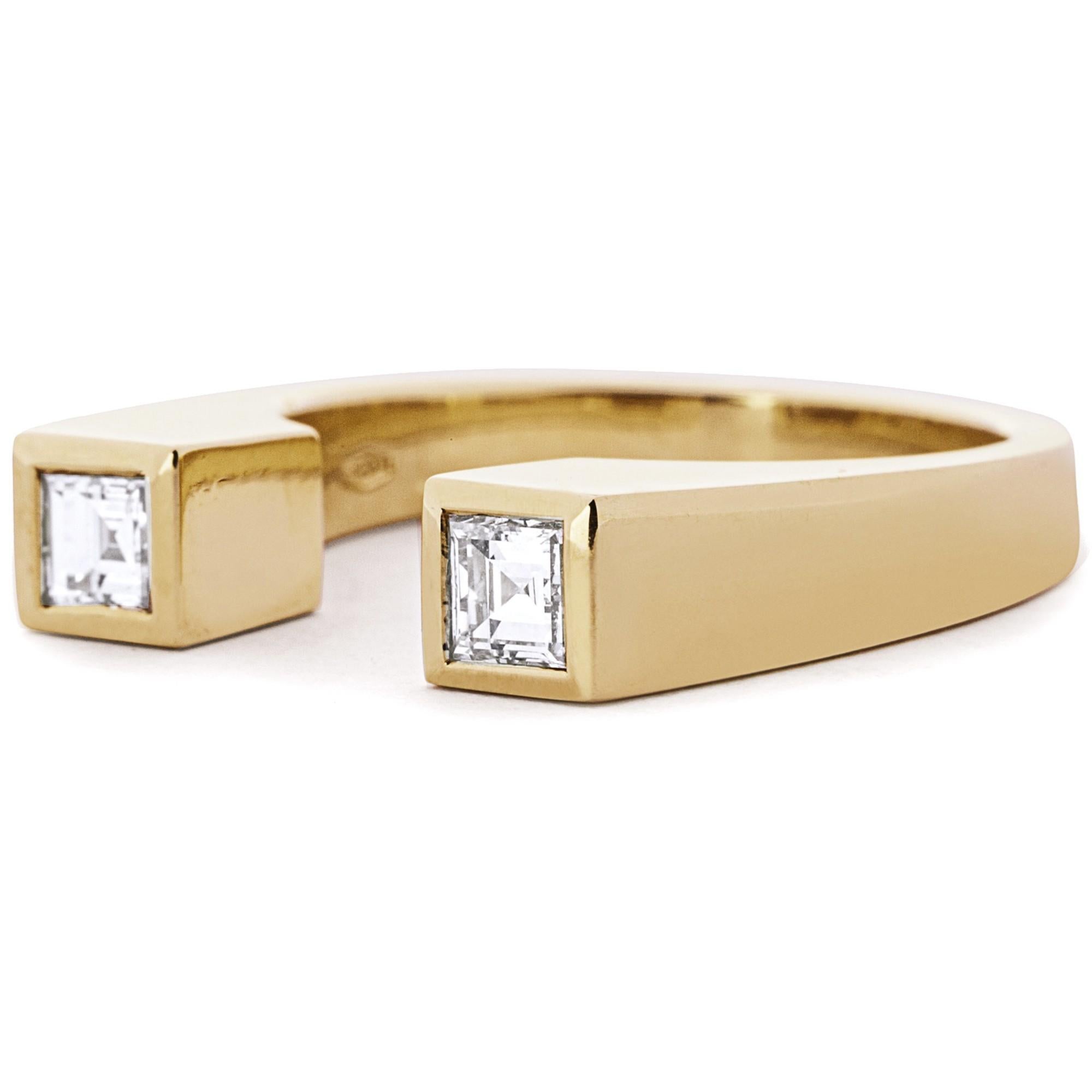 Offener Ring aus 18 Karat Gelbgold mit weißem Diamanten von Alex Jona im Zustand „Neu“ im Angebot in Torino, IT