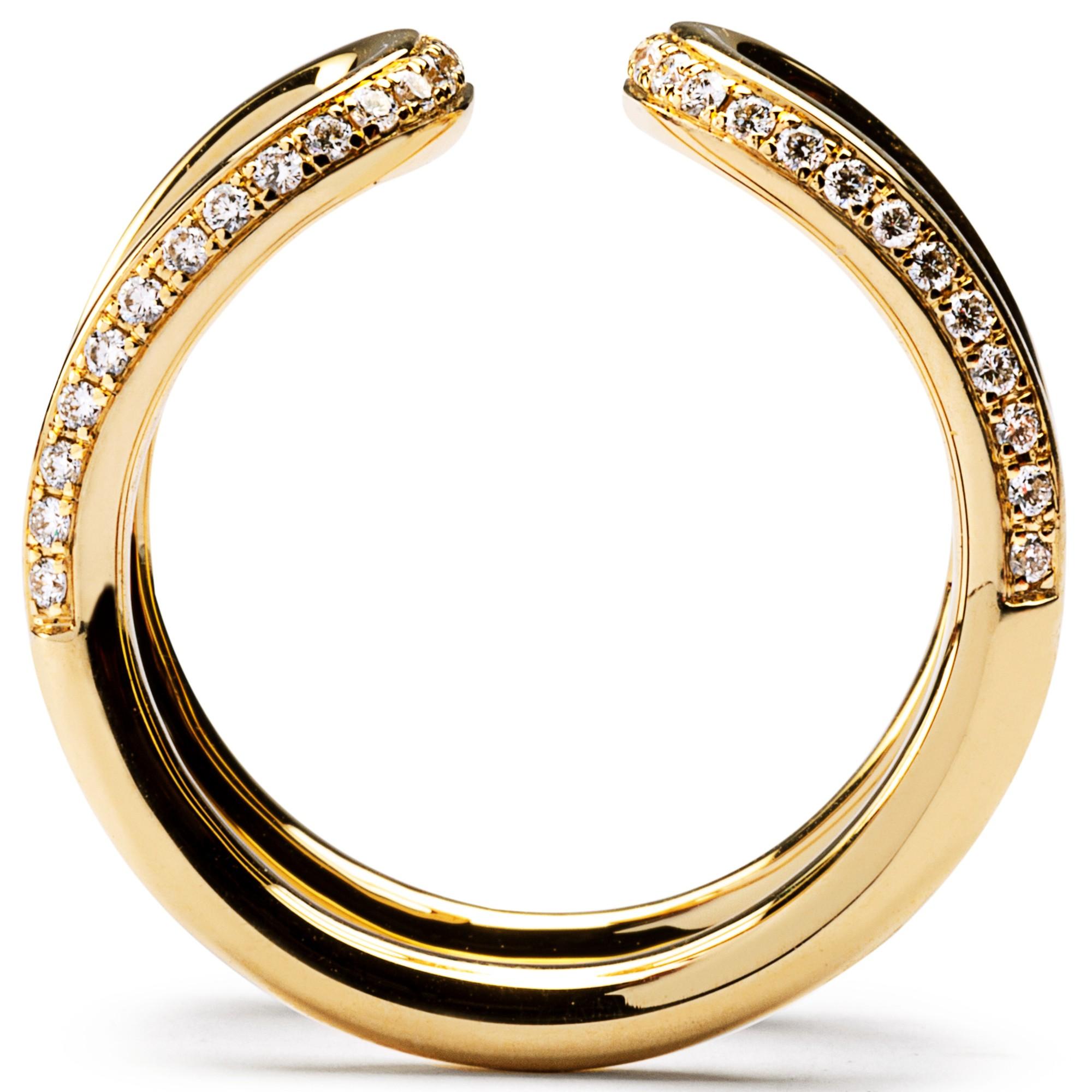Alex Jona White Diamond 18 Karat Yellow Gold Open Band Ring In New Condition For Sale In Lugano, CH