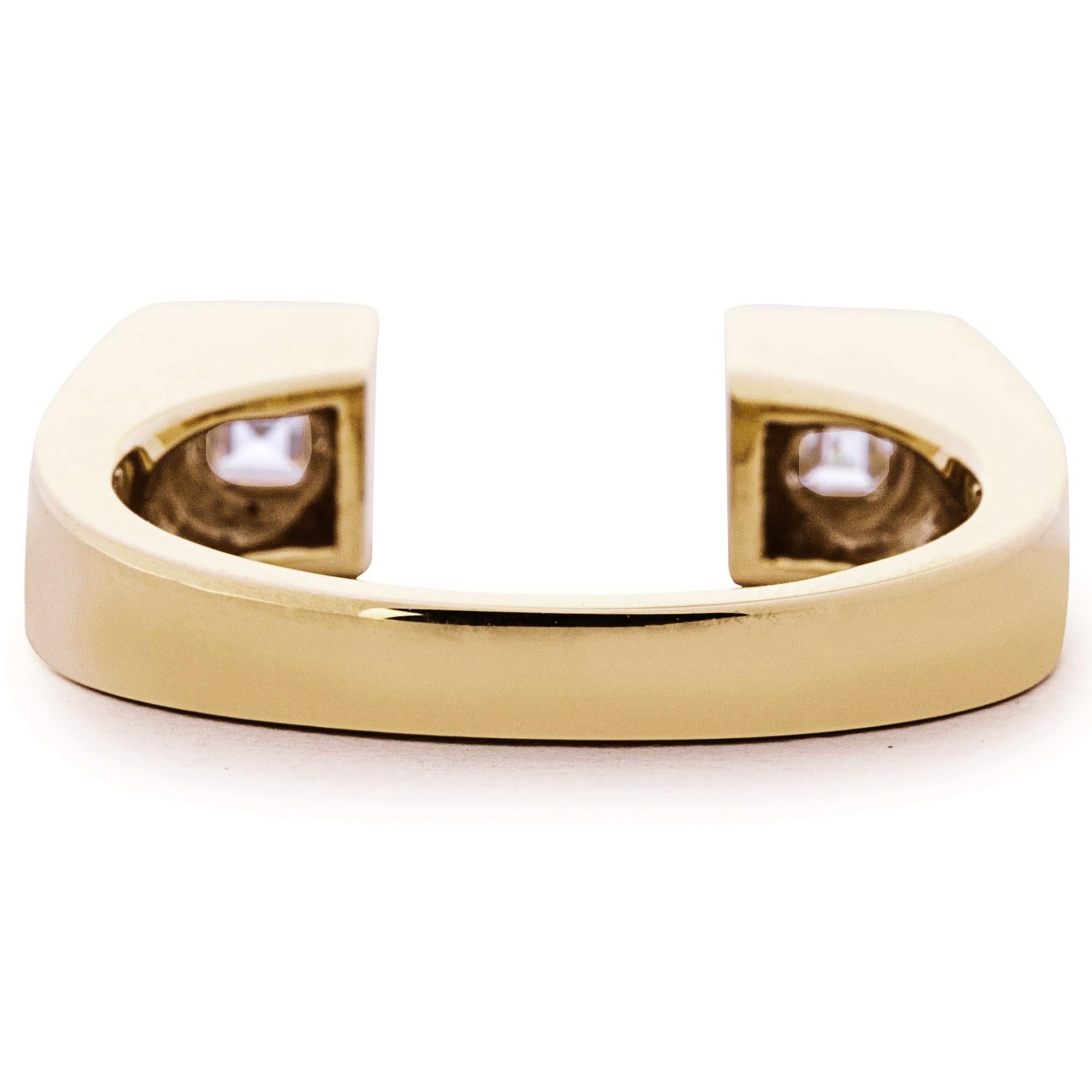 Alex Jona White Diamond 18 Karat Yellow Gold Open Band Ring For Sale 1