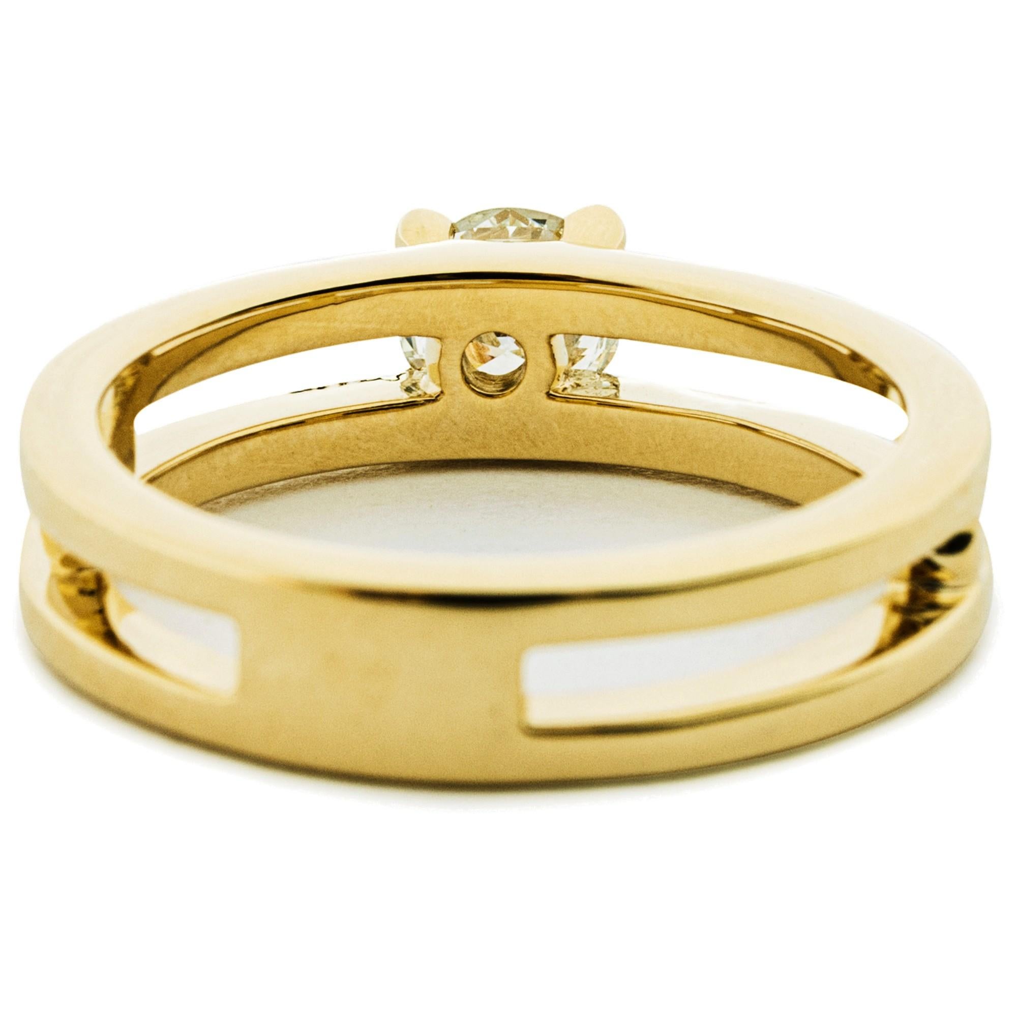 Alex Jona White Diamond 18 Karat Yellow Gold Open Solitaire Band Ring For Sale 1