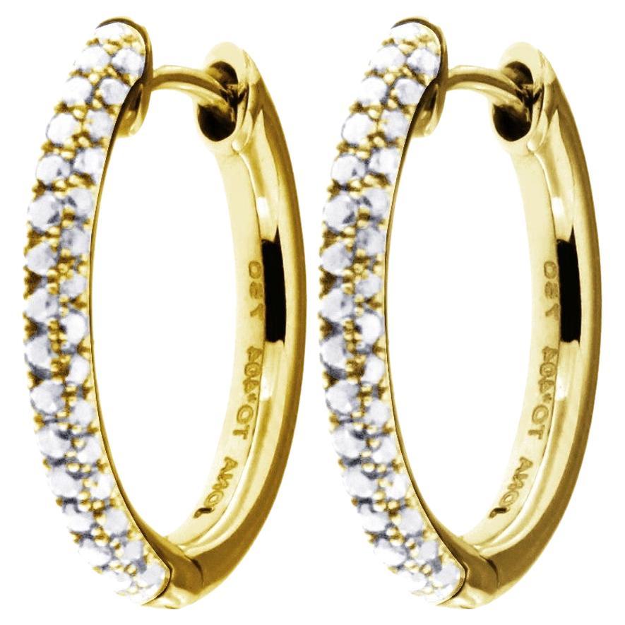 Alex Jona, créoles ovales en or jaune 18 carats et diamants blancs en vente