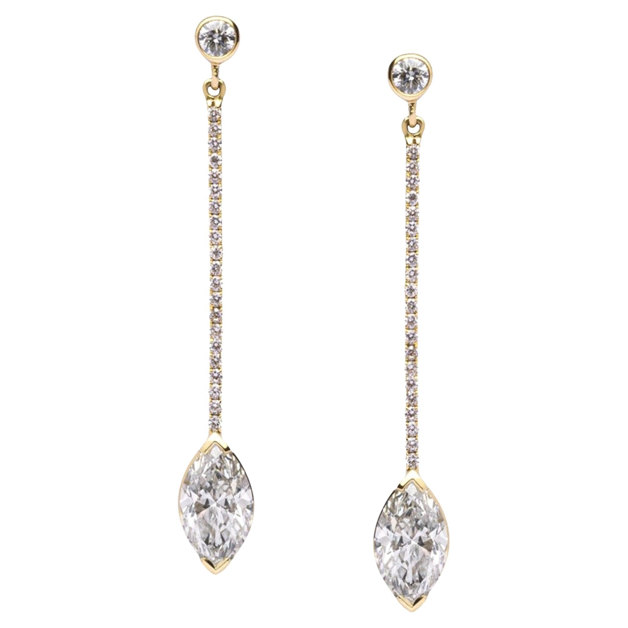Alex Jona White Diamond 18 Karat Yellow Gold Pendant Earrings For Sale
