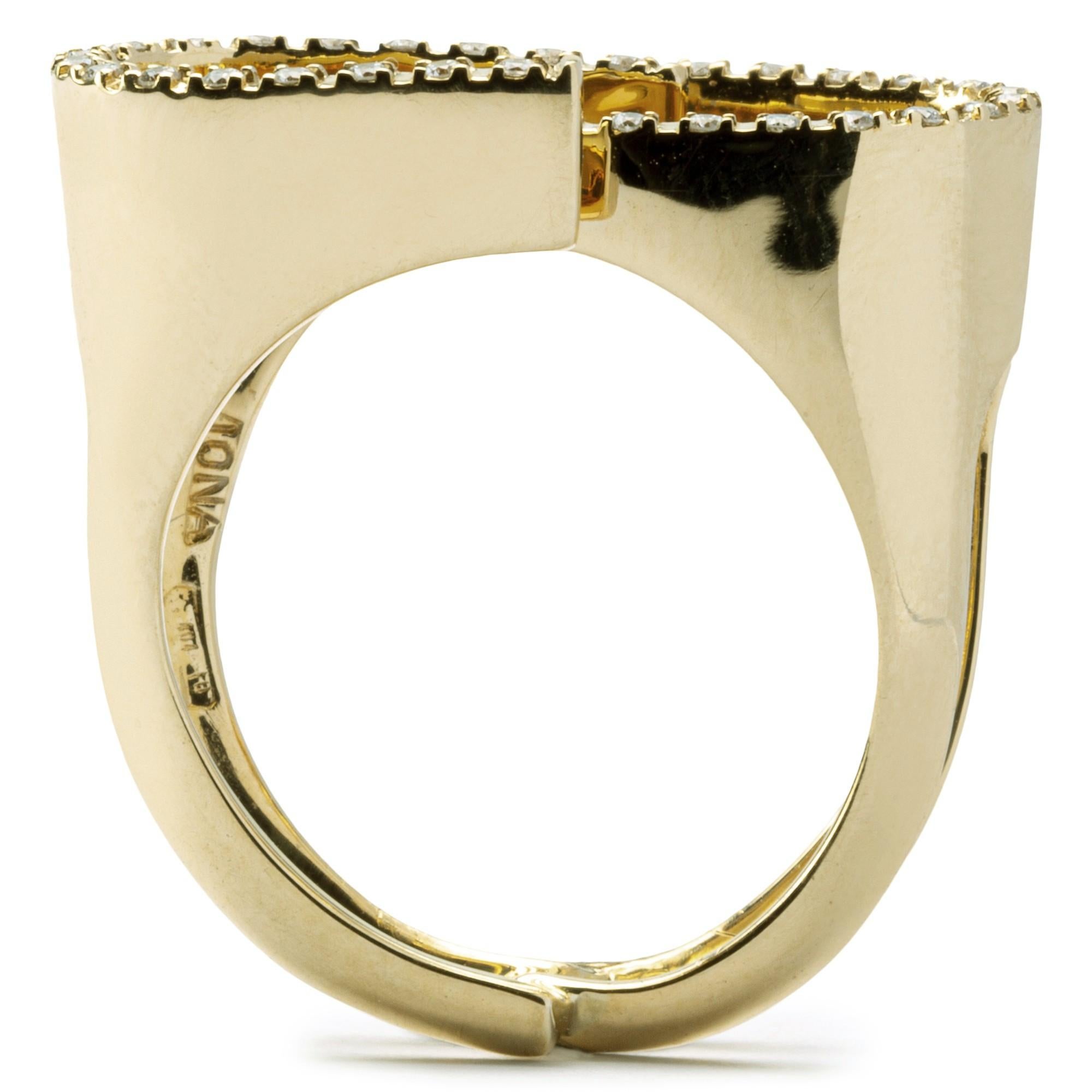 Alex Jona White Diamond 18 Karat Yellow Gold Ring In New Condition For Sale In Torino, IT