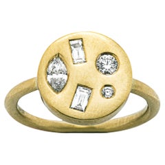 Alex Jona White Diamond 18 Karat Yellow Gold Ring
