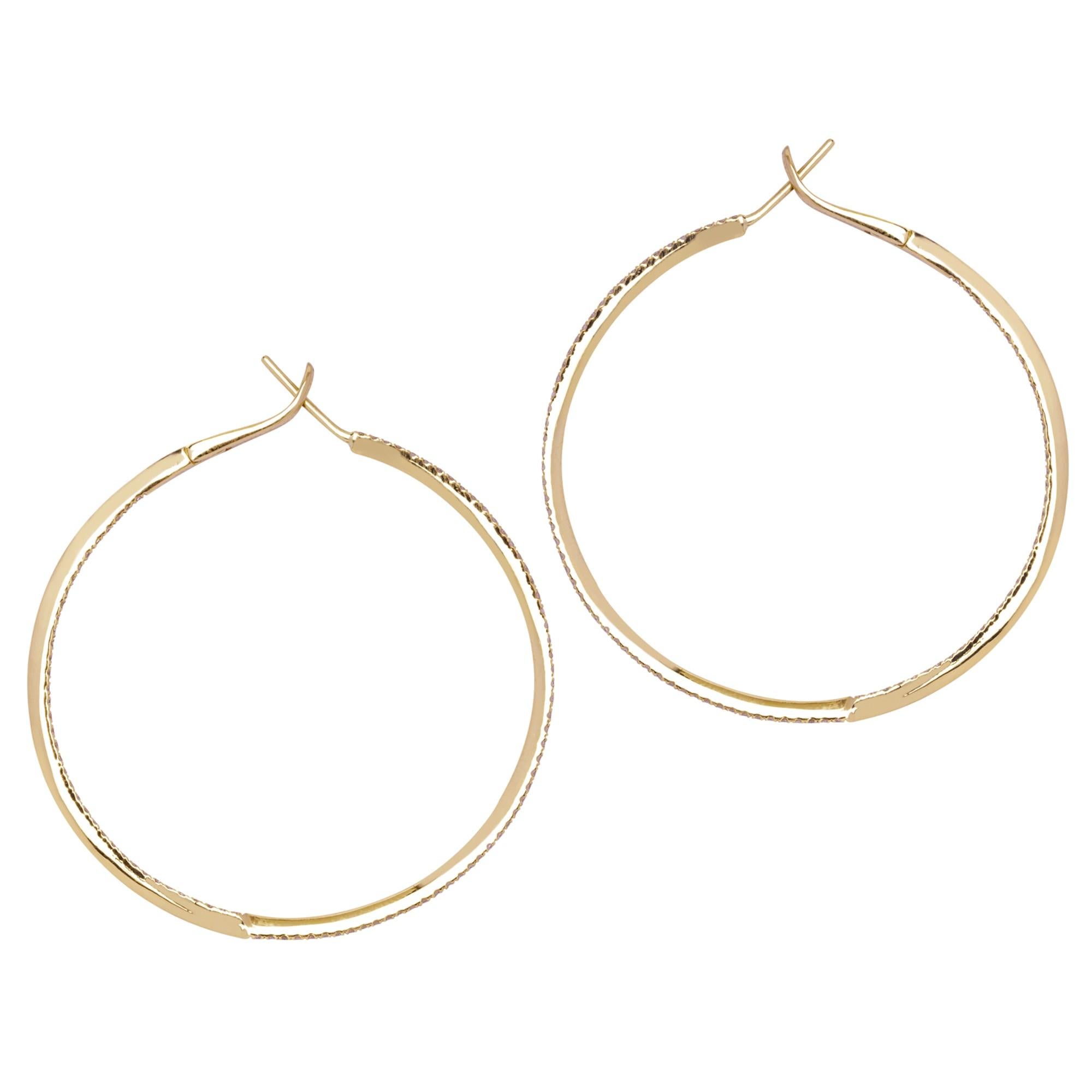 Contemporary Alex Jona White Diamond 18 Karat Yellow Gold Round Hoop Earrings  For Sale