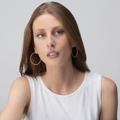 Alex Jona White Diamond 18 Karat Yellow Gold Round Hoop Earrings