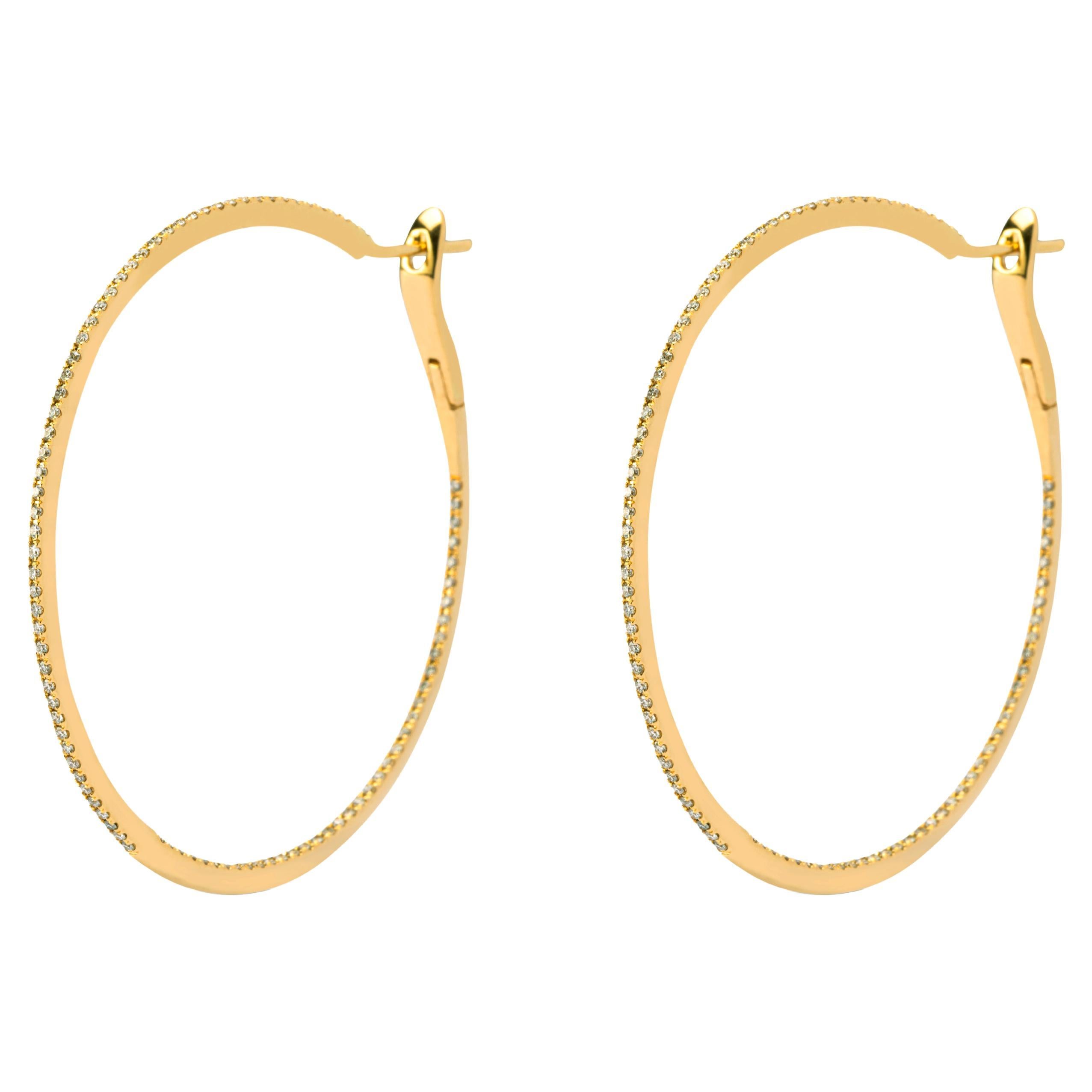 Alex Jona White Diamond 18 Karat Yellow Gold Round Hoop Earrings 
