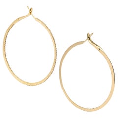 Alex Jona White Diamond 18 Karat Yellow Gold Round Hoop Earrings 