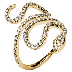 Alex Jona White Diamond 18 Karat Yellow Gold Snake Ring