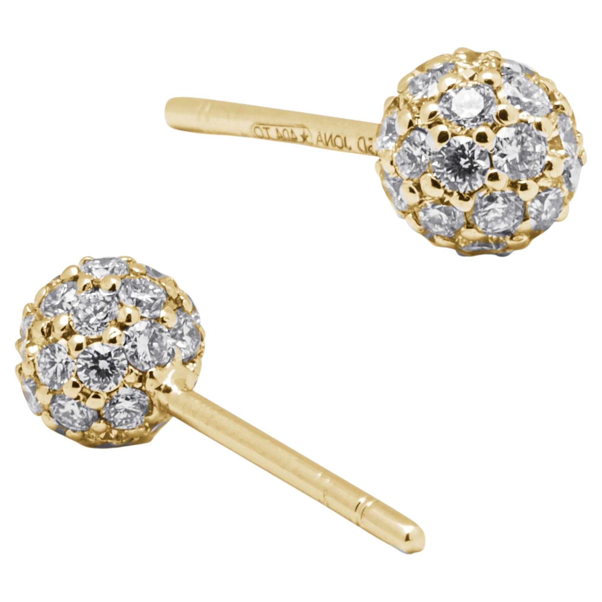 Alex Jona White Diamond 18 Karat Yellow Gold Sphere Stud Earrings