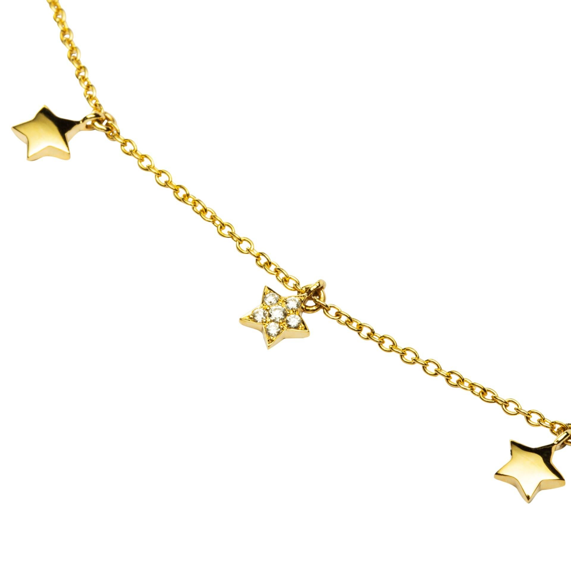 Taille ronde Alex Jona Bracelet à breloques étoile en or jaune 18 carats et diamants blancs en vente