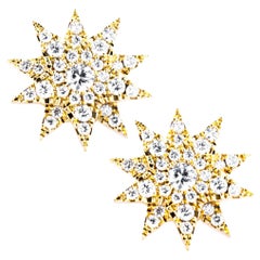 Orecchini a stella in oro giallo 18 carati con diamante bianco di Alex Jona